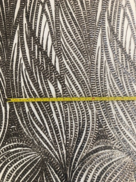 Silver Wave Effect Sequin On Mesh