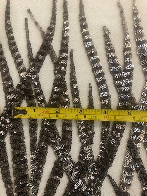 Silver Wave Effect Sequin On Mesh