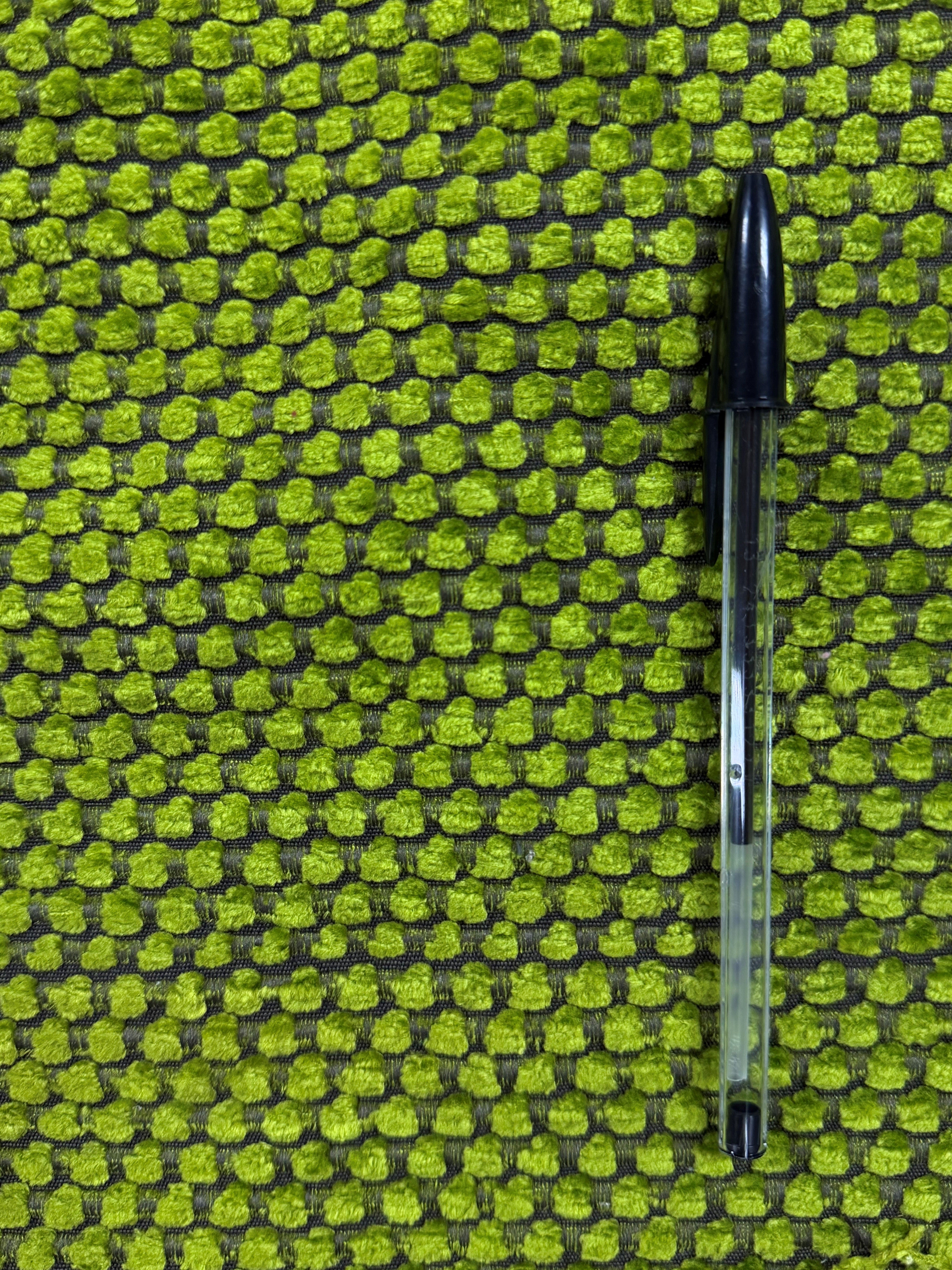 Designers Guild Chunky Chenille Fabric – Lime Green & Brown | 148 cm Wide | Heavyweight