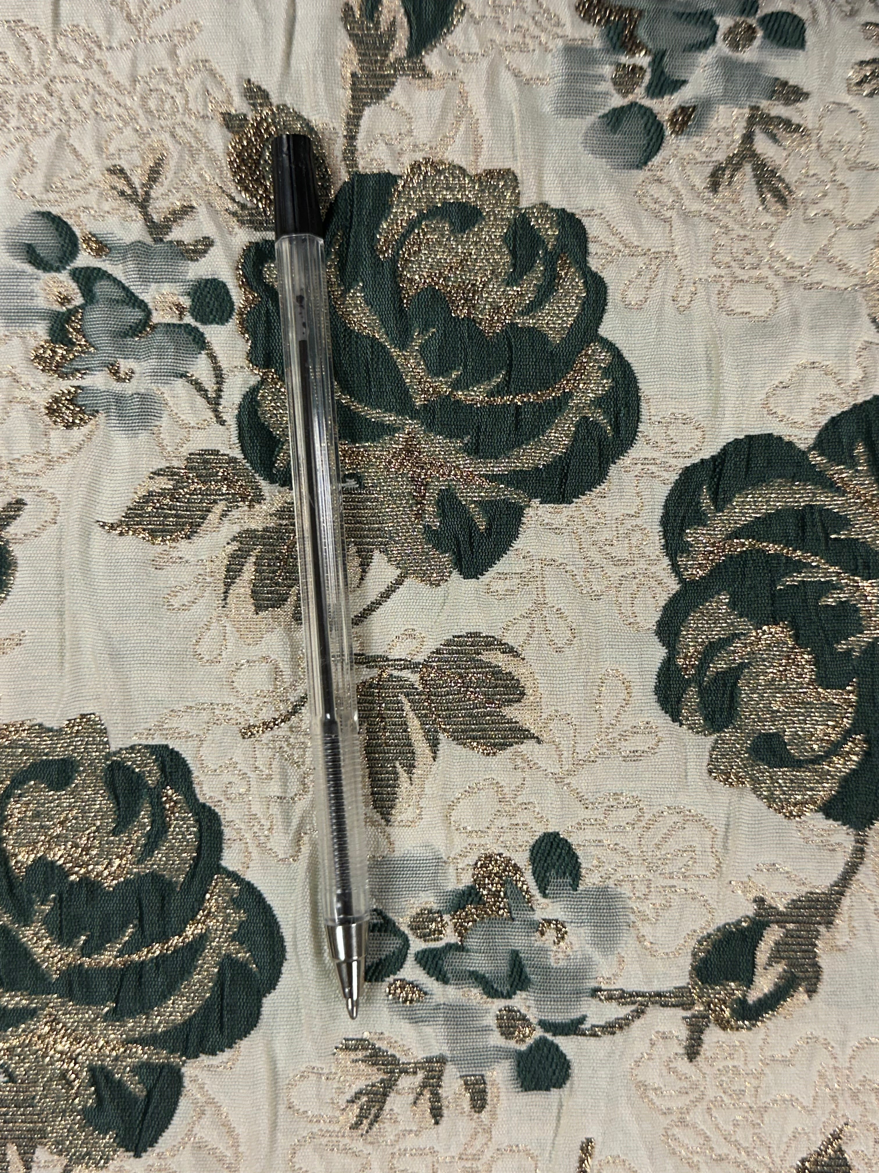 Flamboyant Floral Jacquard Fabric – Cream with Multicoloured Flowers – 89% Polyester, 11% Metallic ThreaD