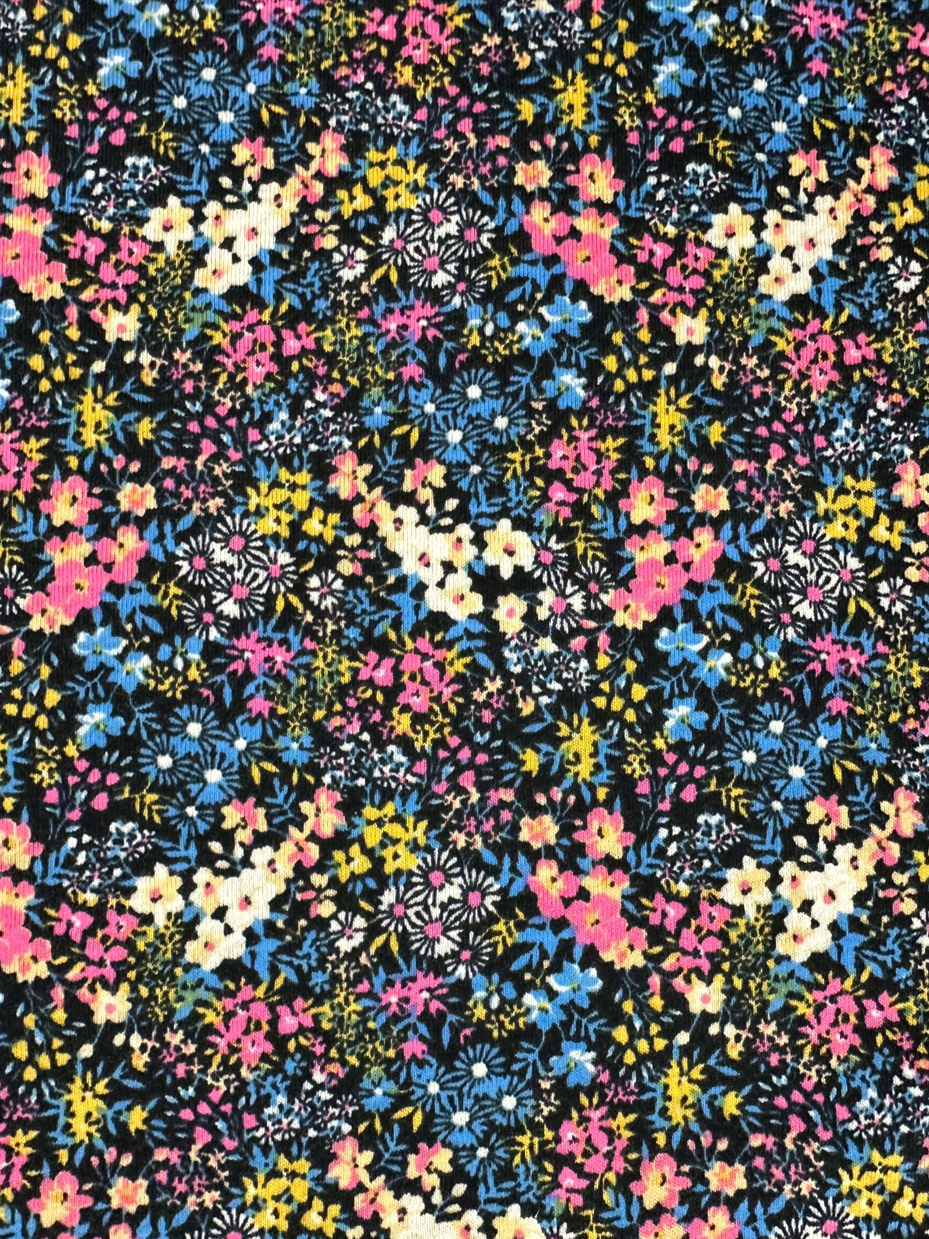 100% Cotton Fabric – Black Base with Dainty Floral Print – 180 cm Wide