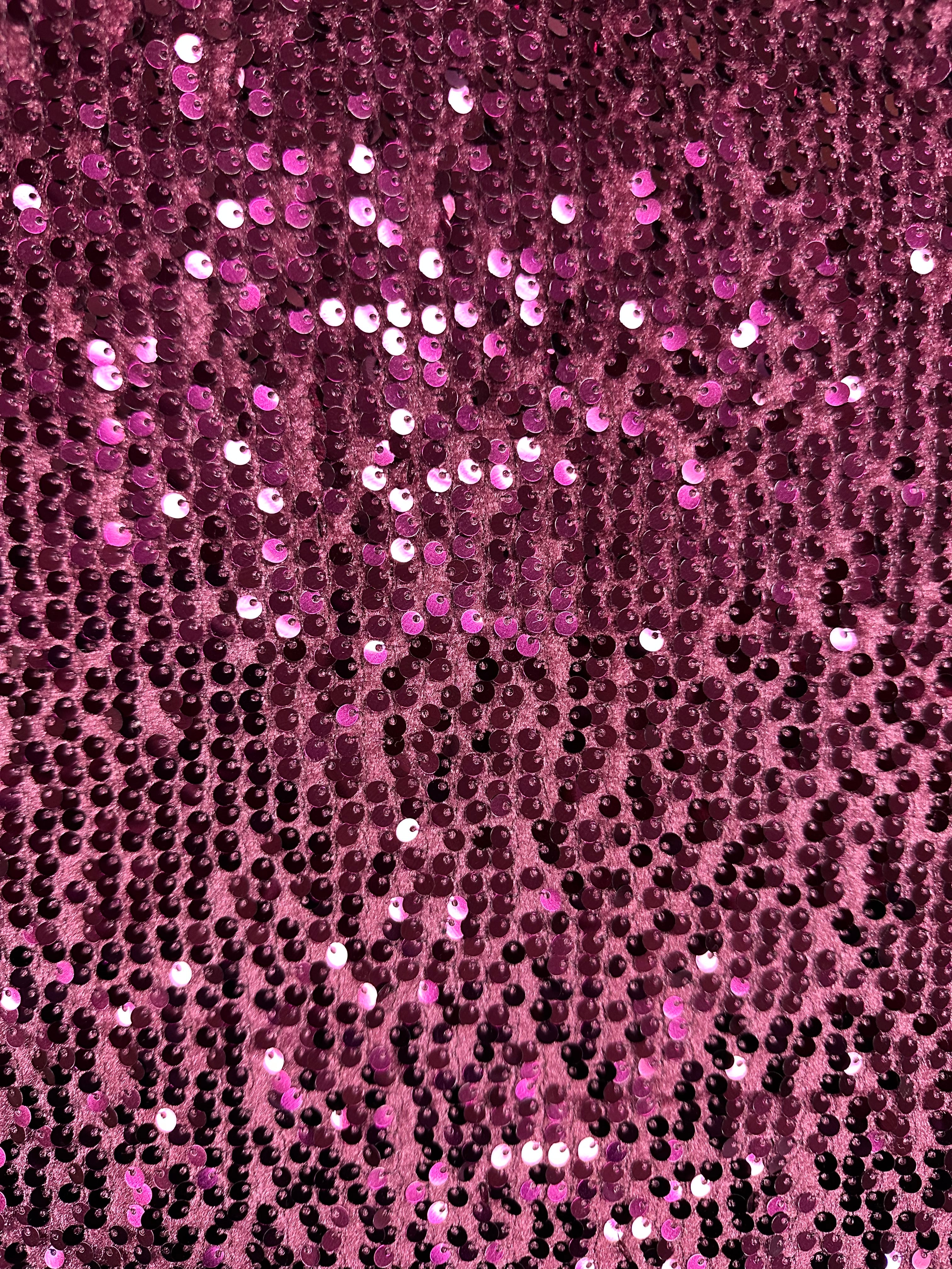 Mulberry Pink Sequinned Fabric – Luxurious & Eye-Catching – 100% Polyester
