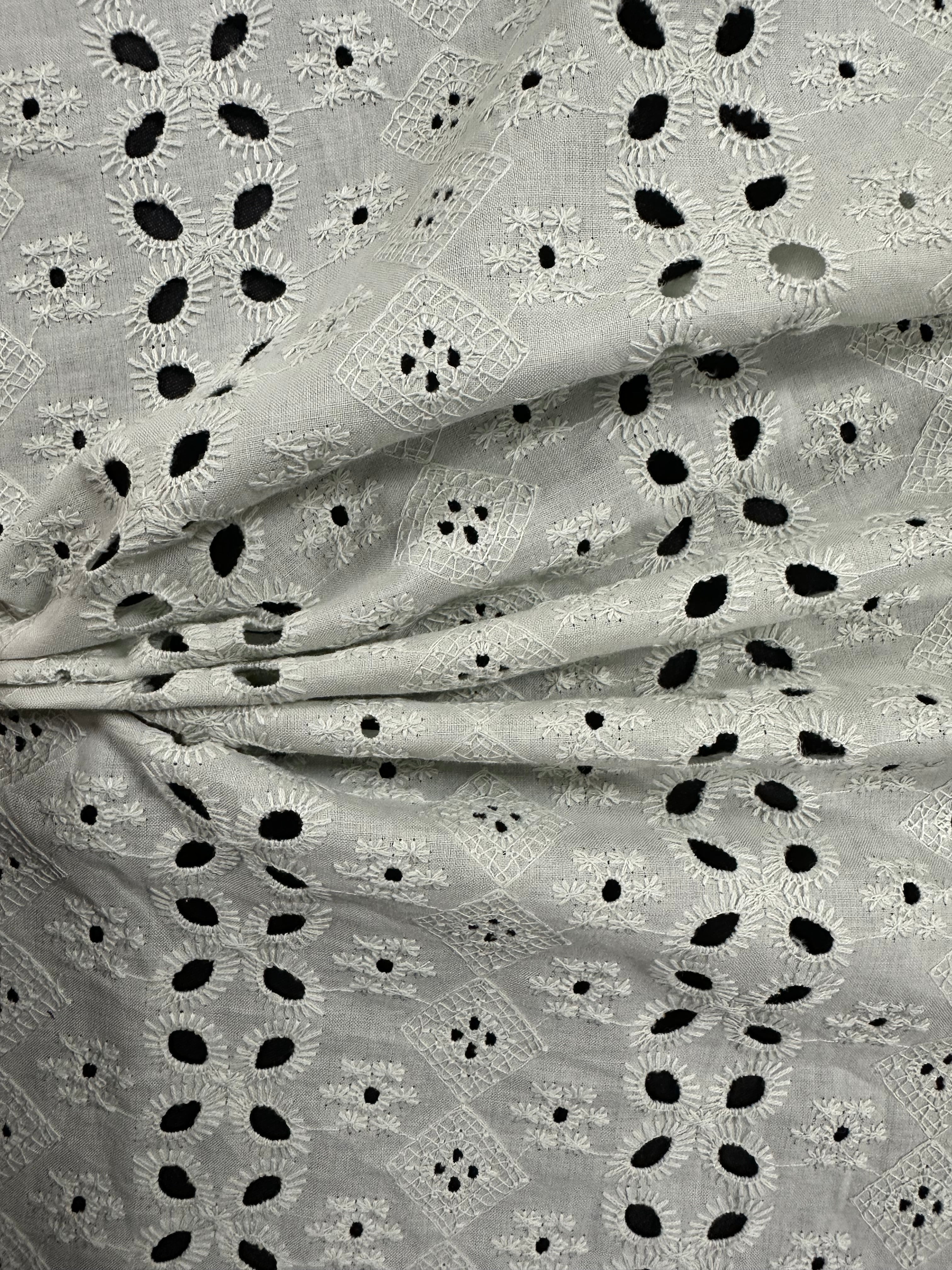 Pale Green 100% Cotton Broderie Anglais – 145cm Wide