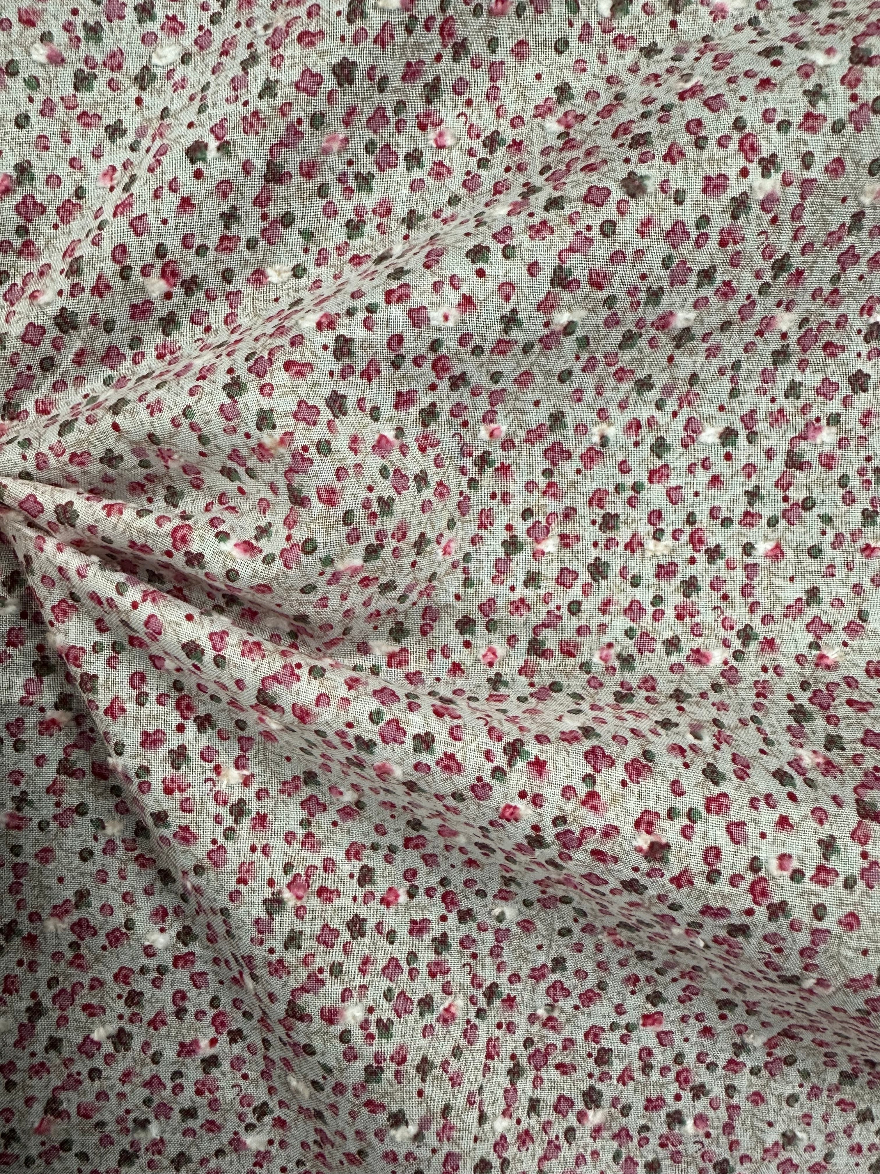 100% Cotton Fabric – Off-White Base with Dainty Multicoloured Ditzy Floral Print – 142 cm Wide TE61