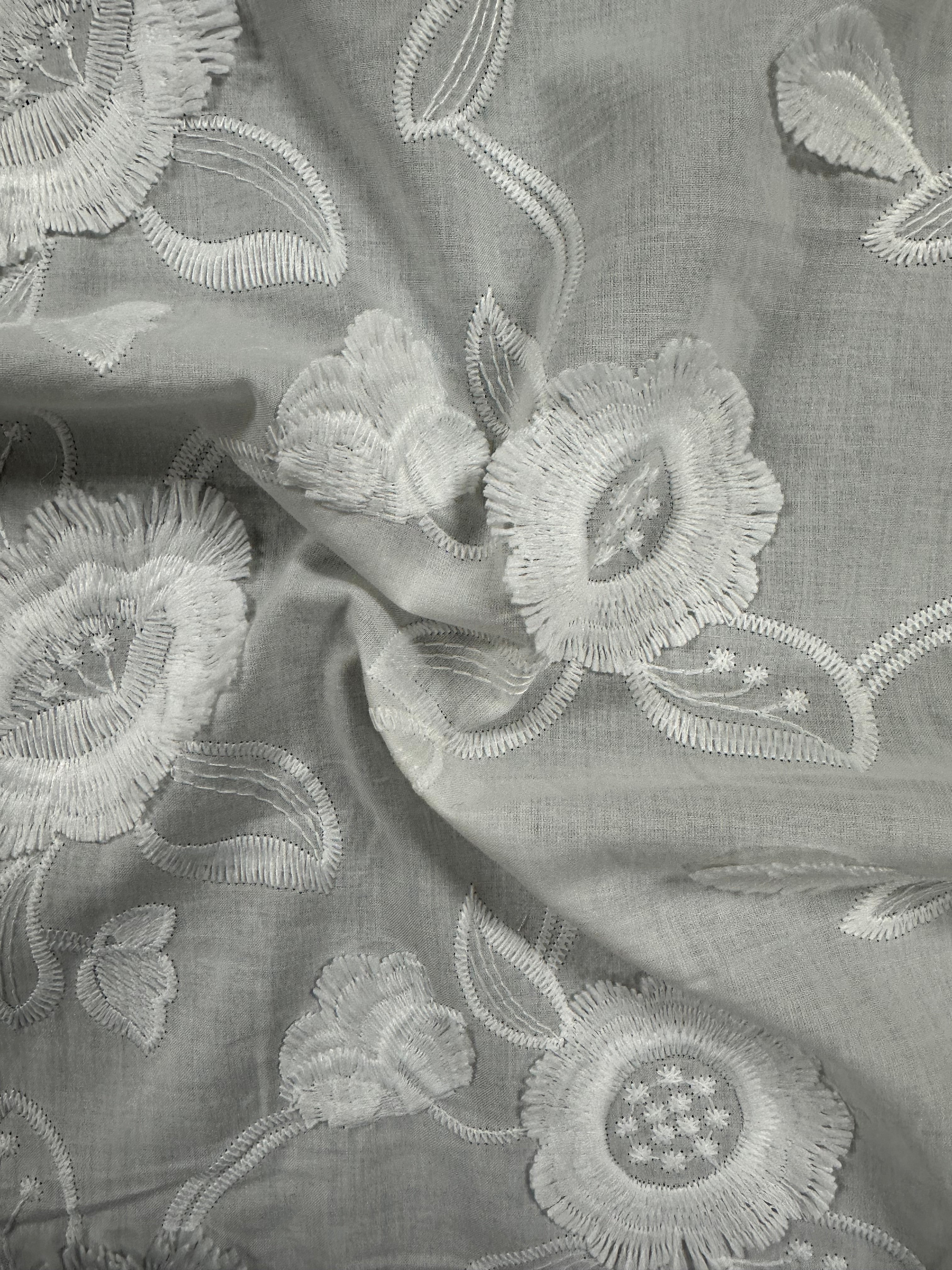 White 100% Cotton Broderie Anglais – 145cm Wide Dress Fabric