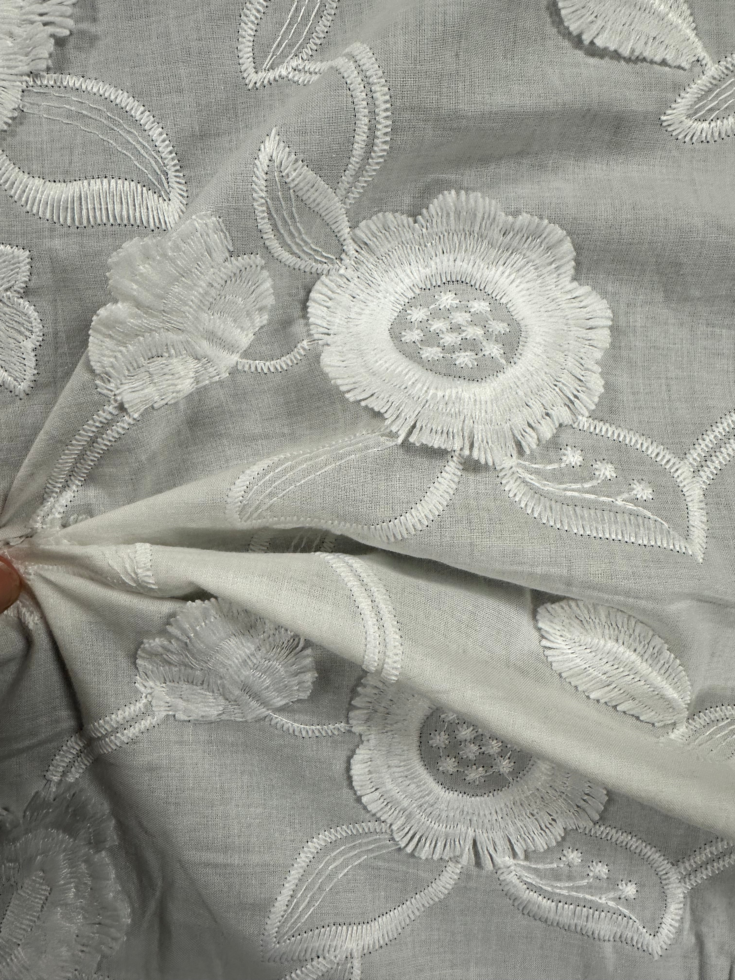 White 100% Cotton Broderie Anglais – 145cm Wide Dress Fabric