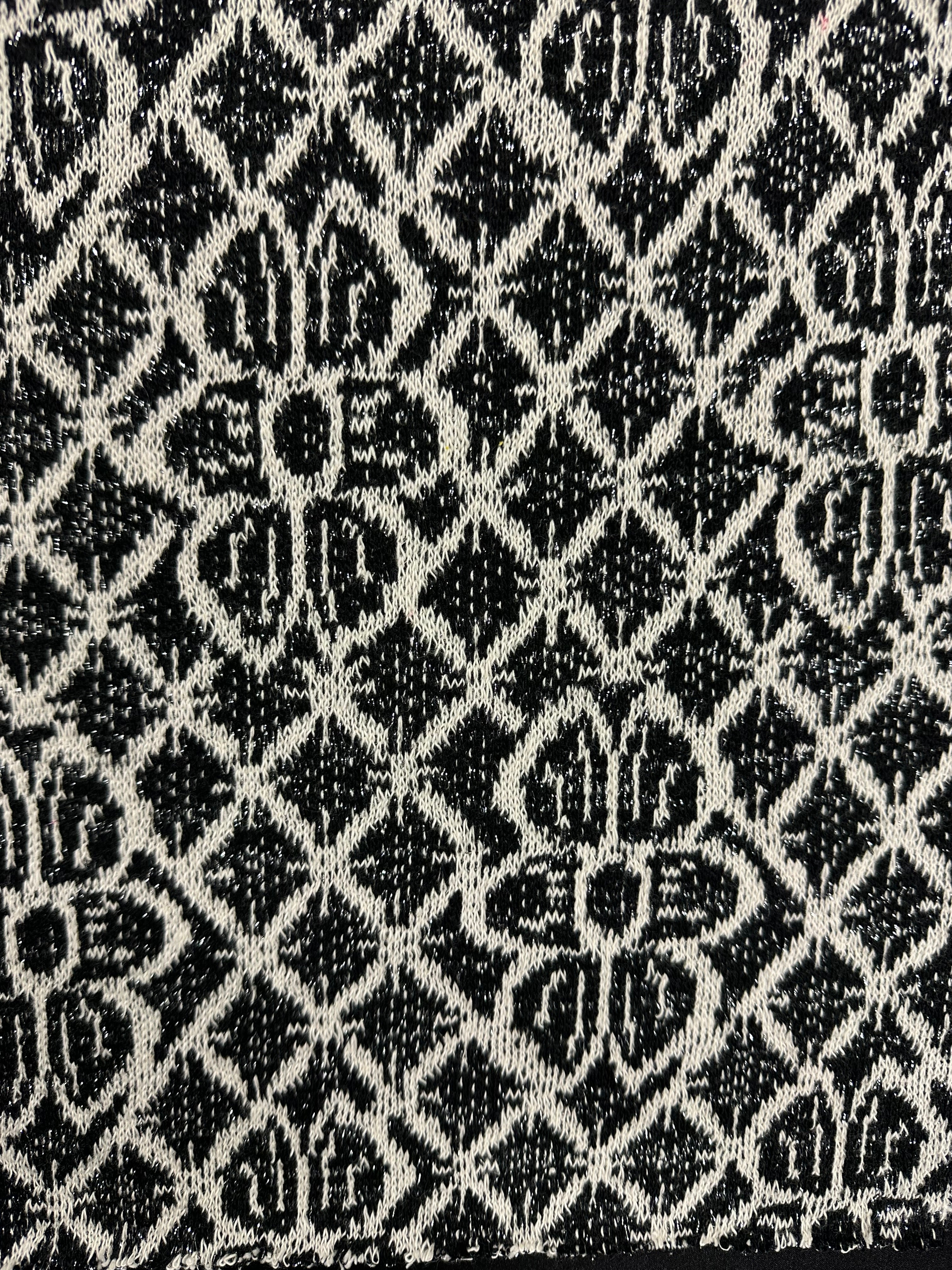 Cotton-Lurex Fabric – Black & White Abstract Floral on Lattice – 155 cm Wide
