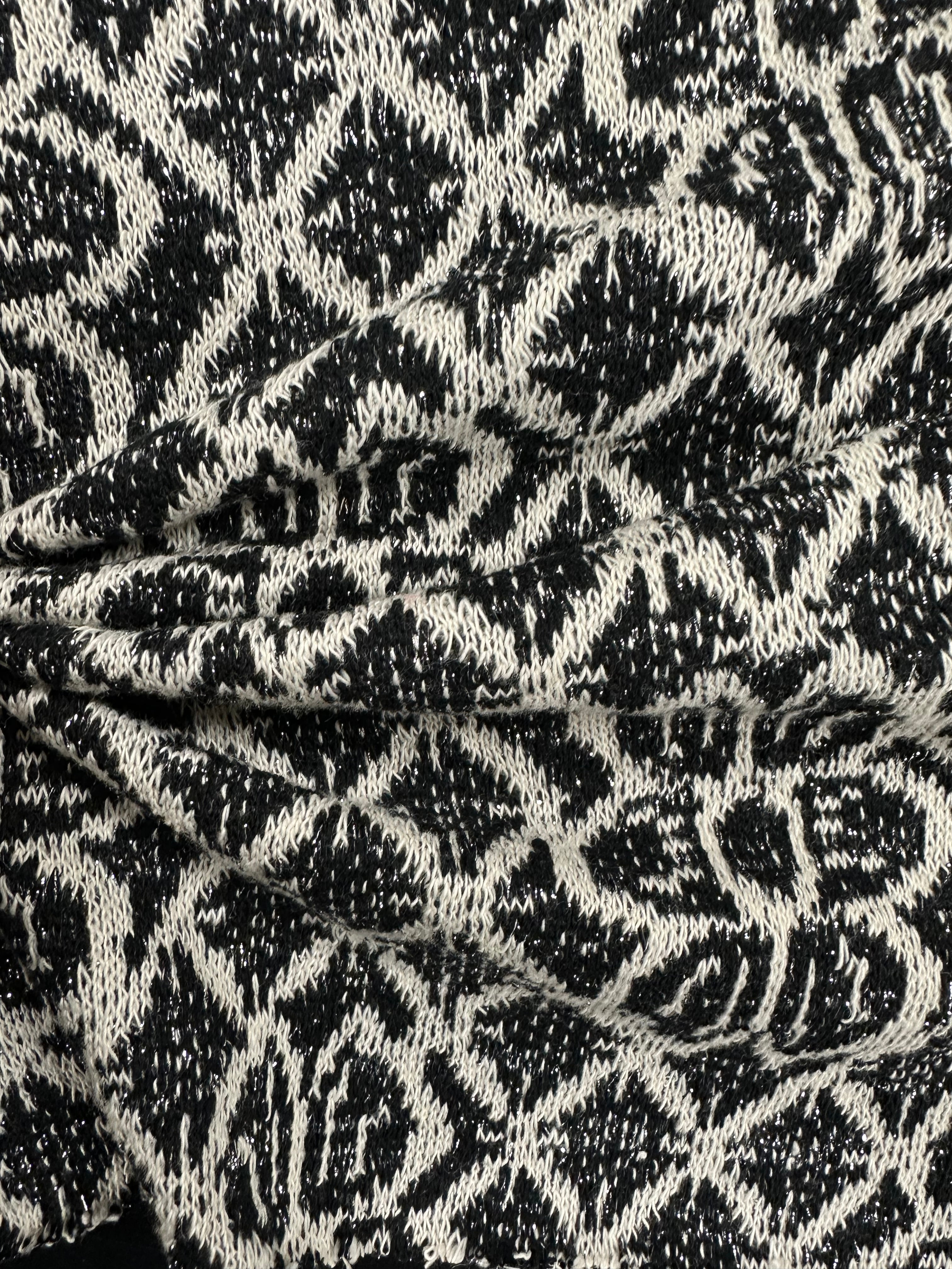 Cotton-Lurex Fabric – Black & White Abstract Floral on Lattice – 155 cm Wide