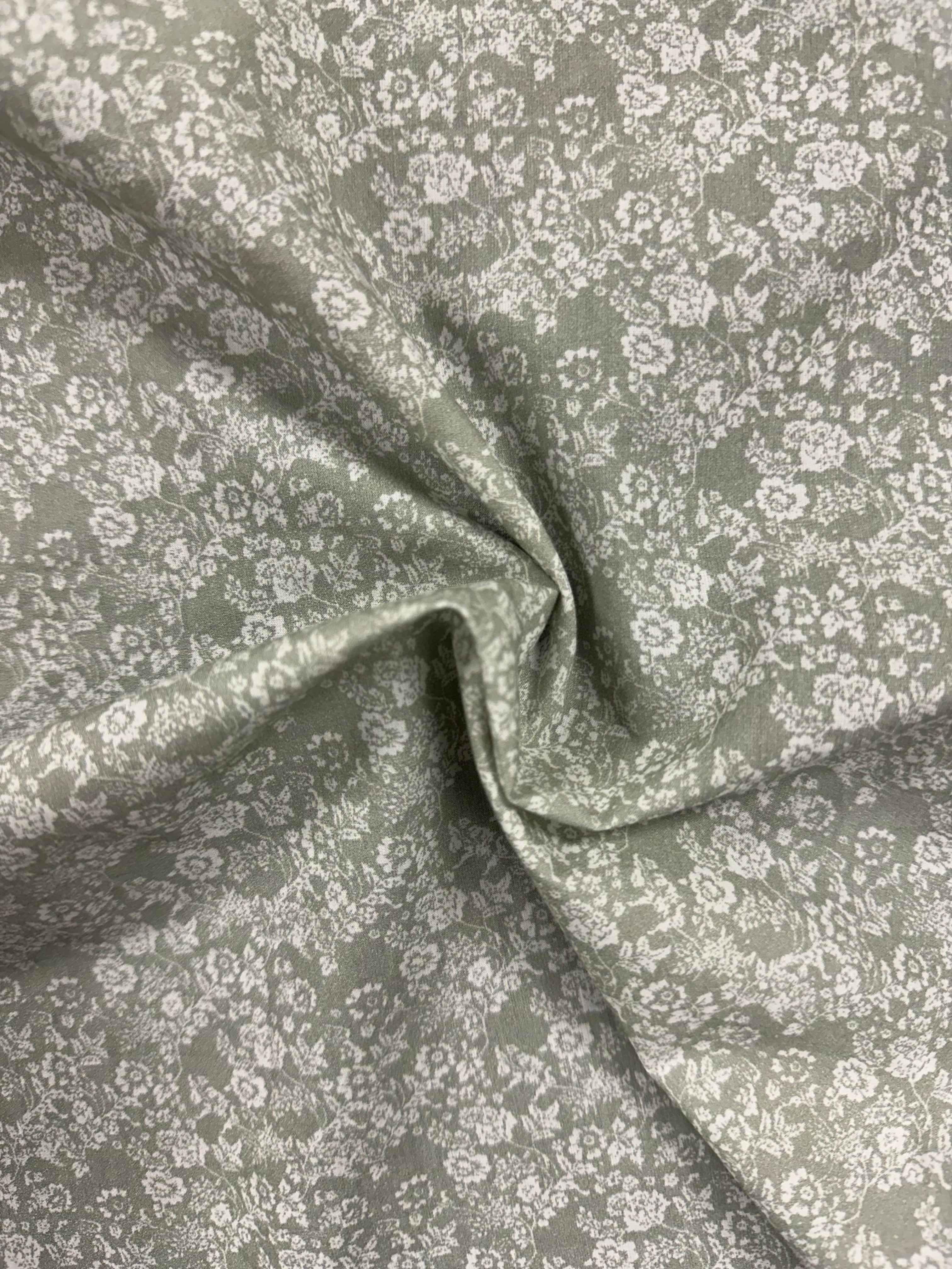 Classic Sage Green Cotton Floral Fabric