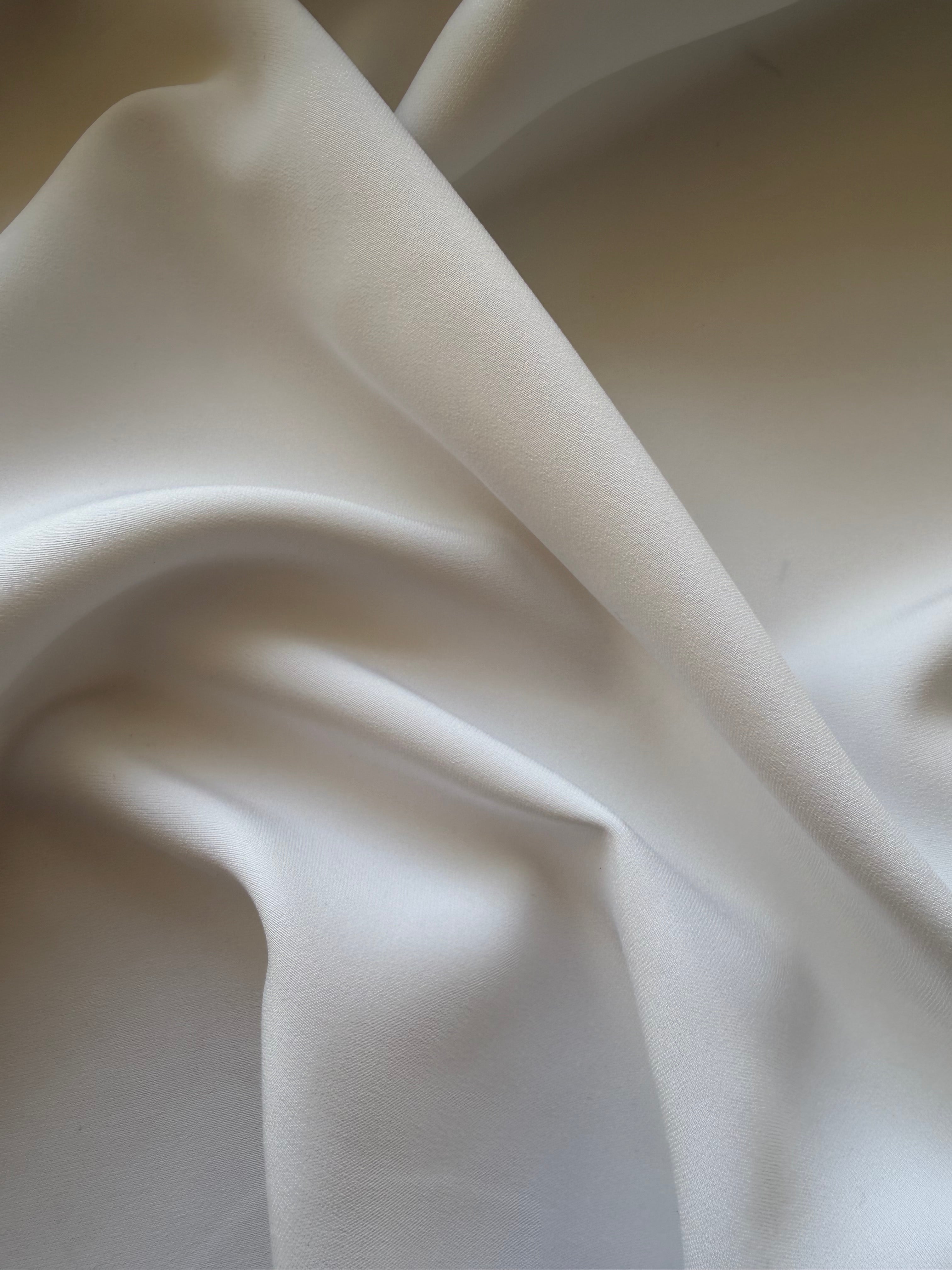 White Polyester Satin Back Crepe Remnant | 80 cm x 148 cm | 200 GSM