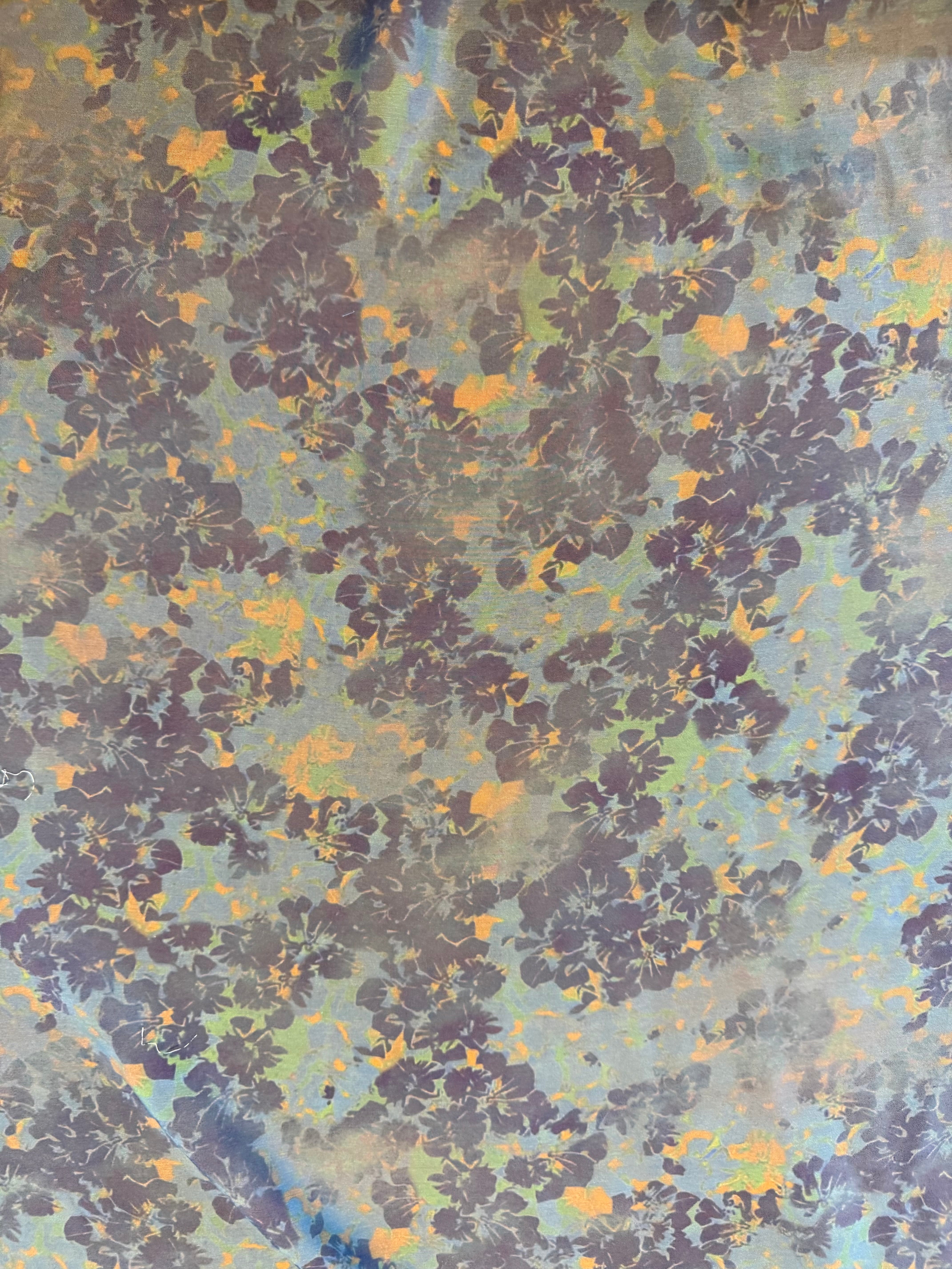Neutral & Mauve Floral Printed Polyester Fabric – 154 cm Wide