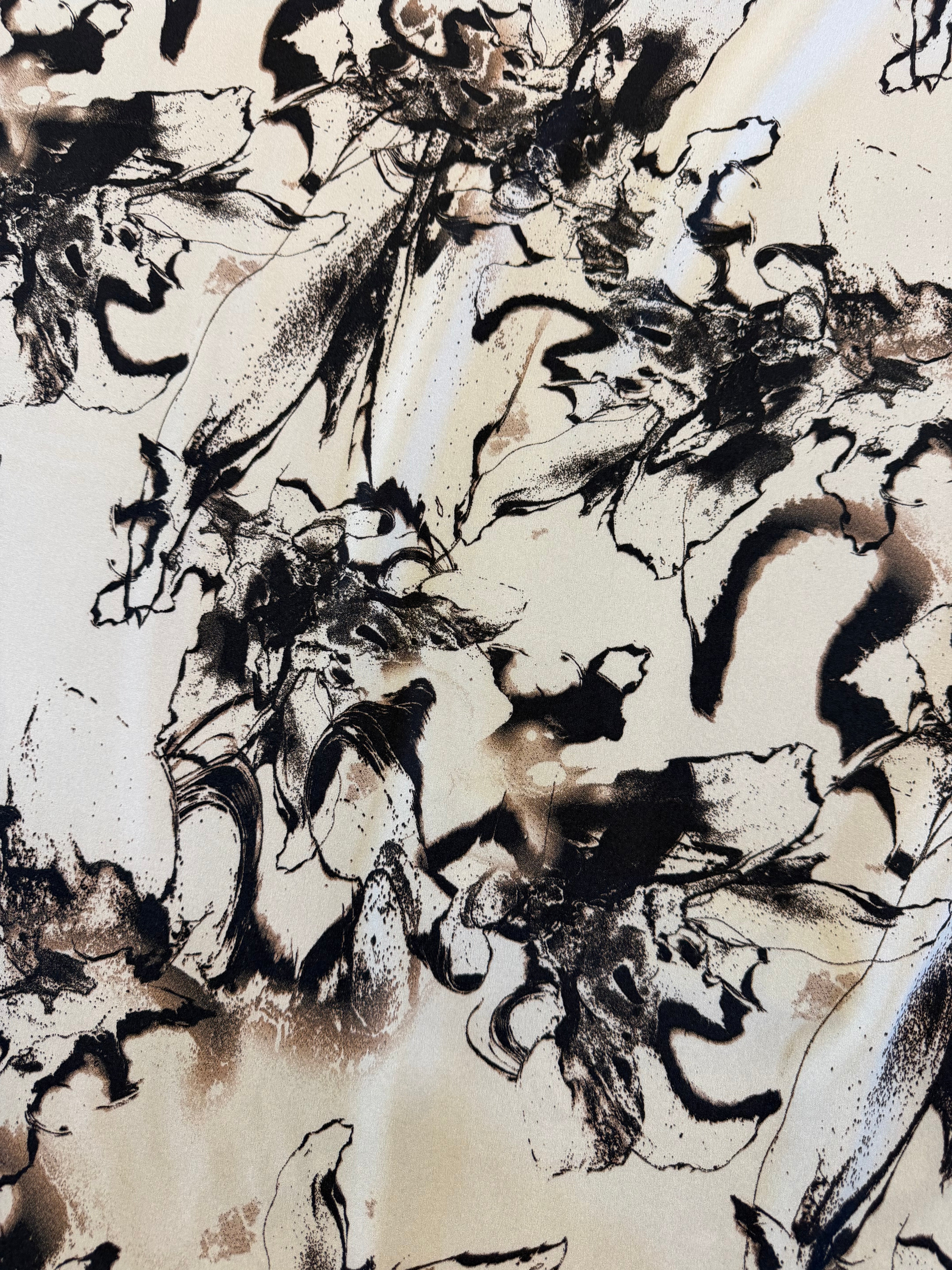 Steel Grey Abstract Printed Polyester Fabric – 154 cm Wide