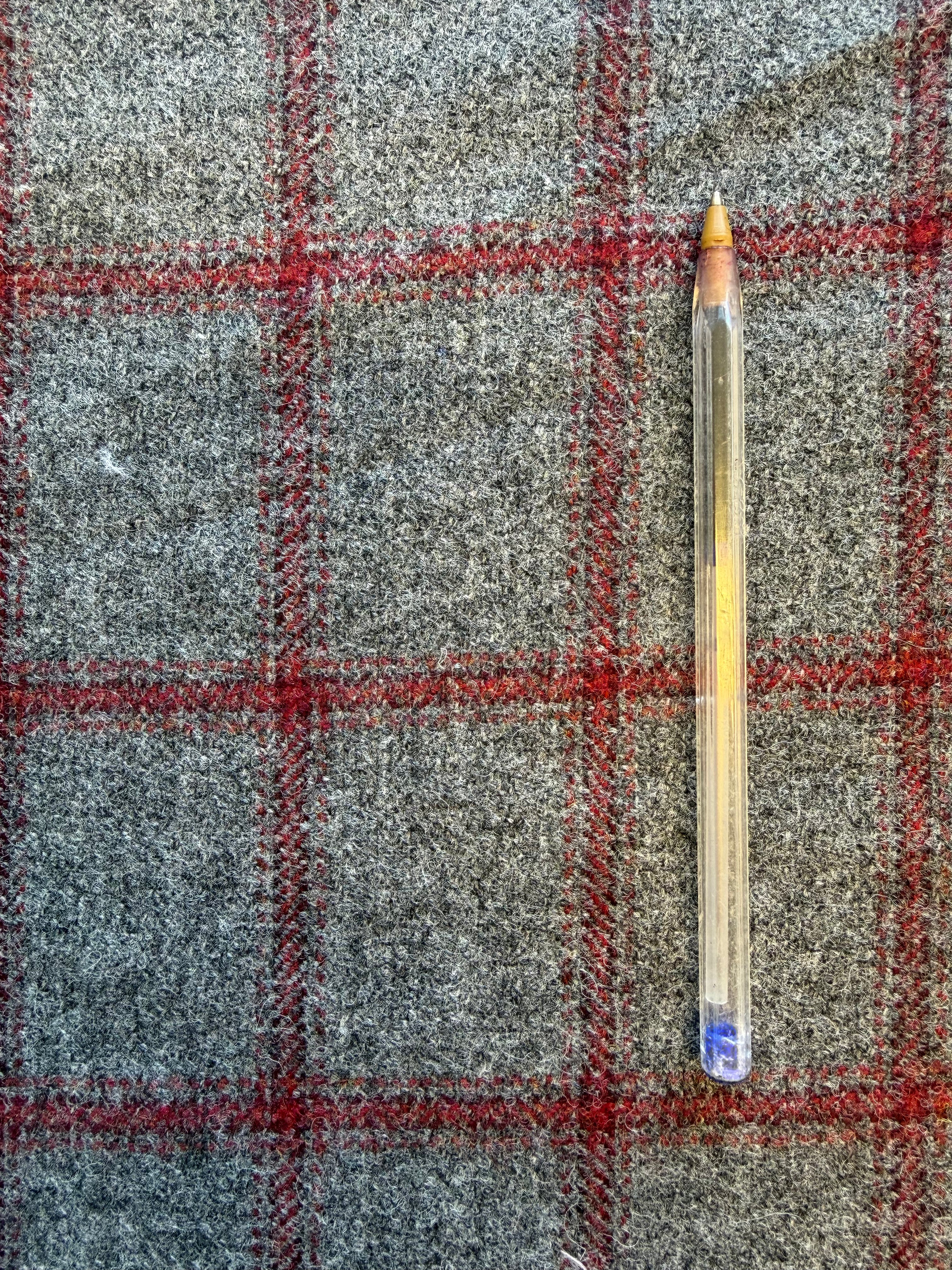 Grey and Burgundy Wool Tweed