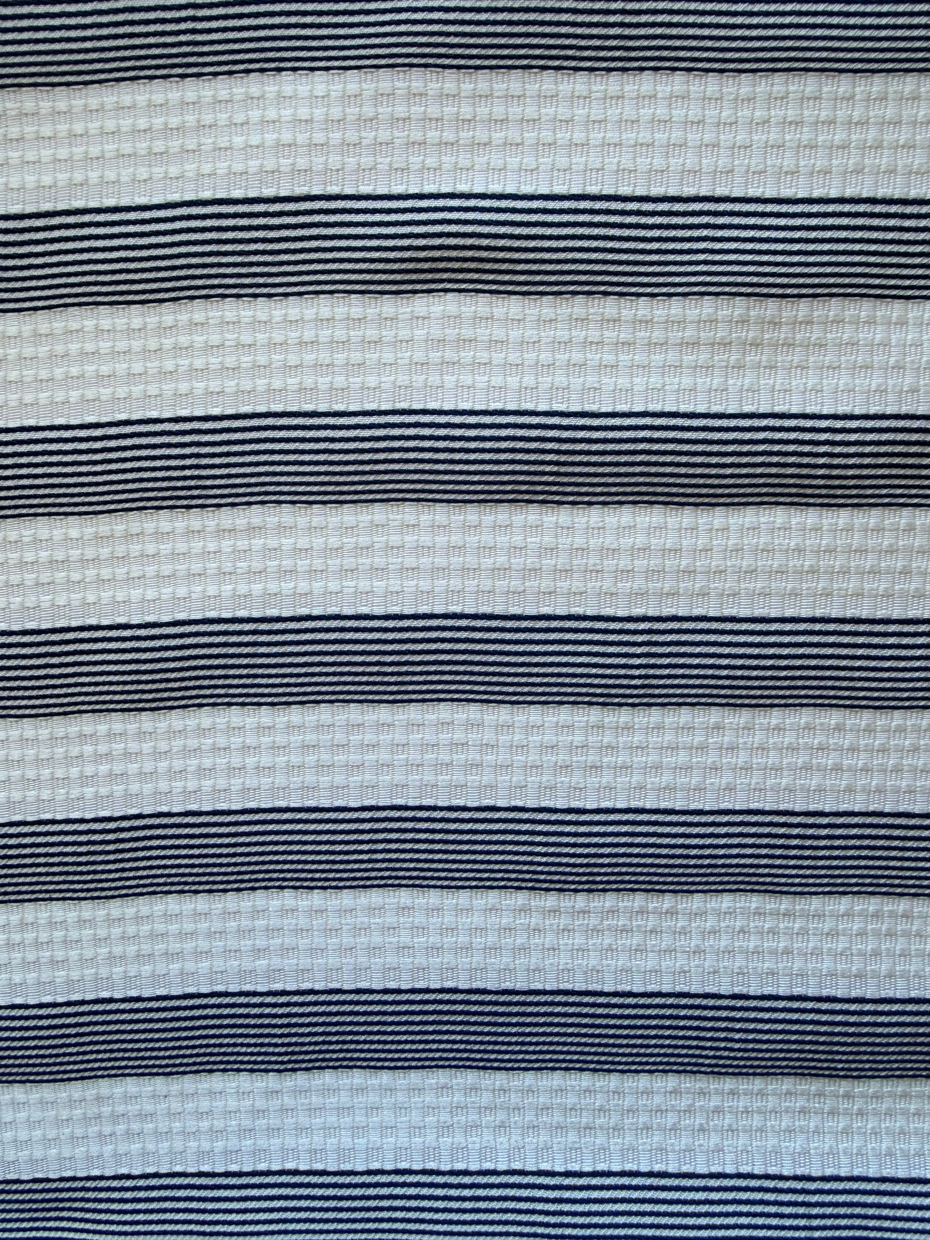 White Textured Fabric with Navy Stripes – 130 cm Wide, German Woven