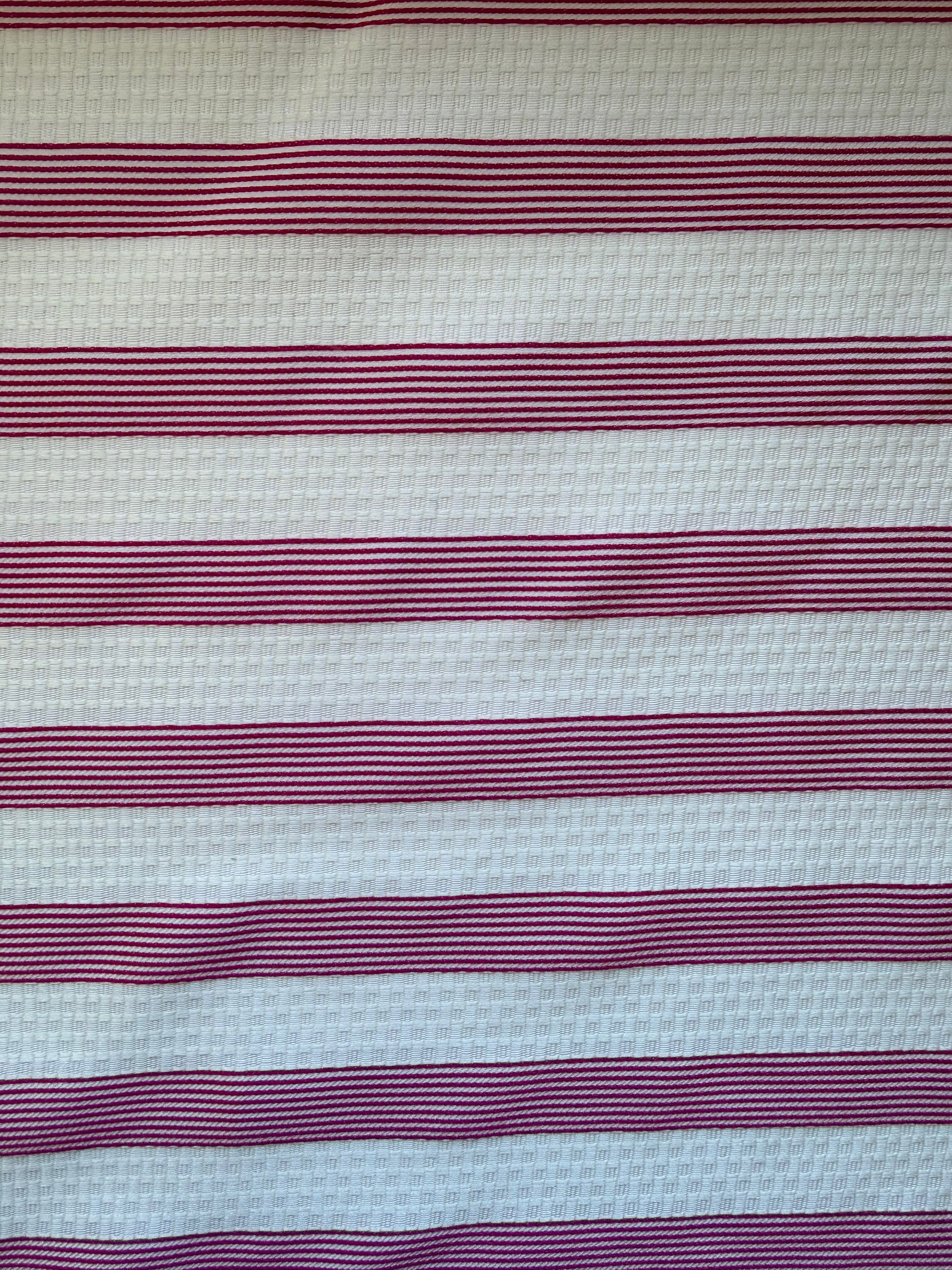 White Textured Fabric with Pink Stripes – 130 cm Wide, German Woven