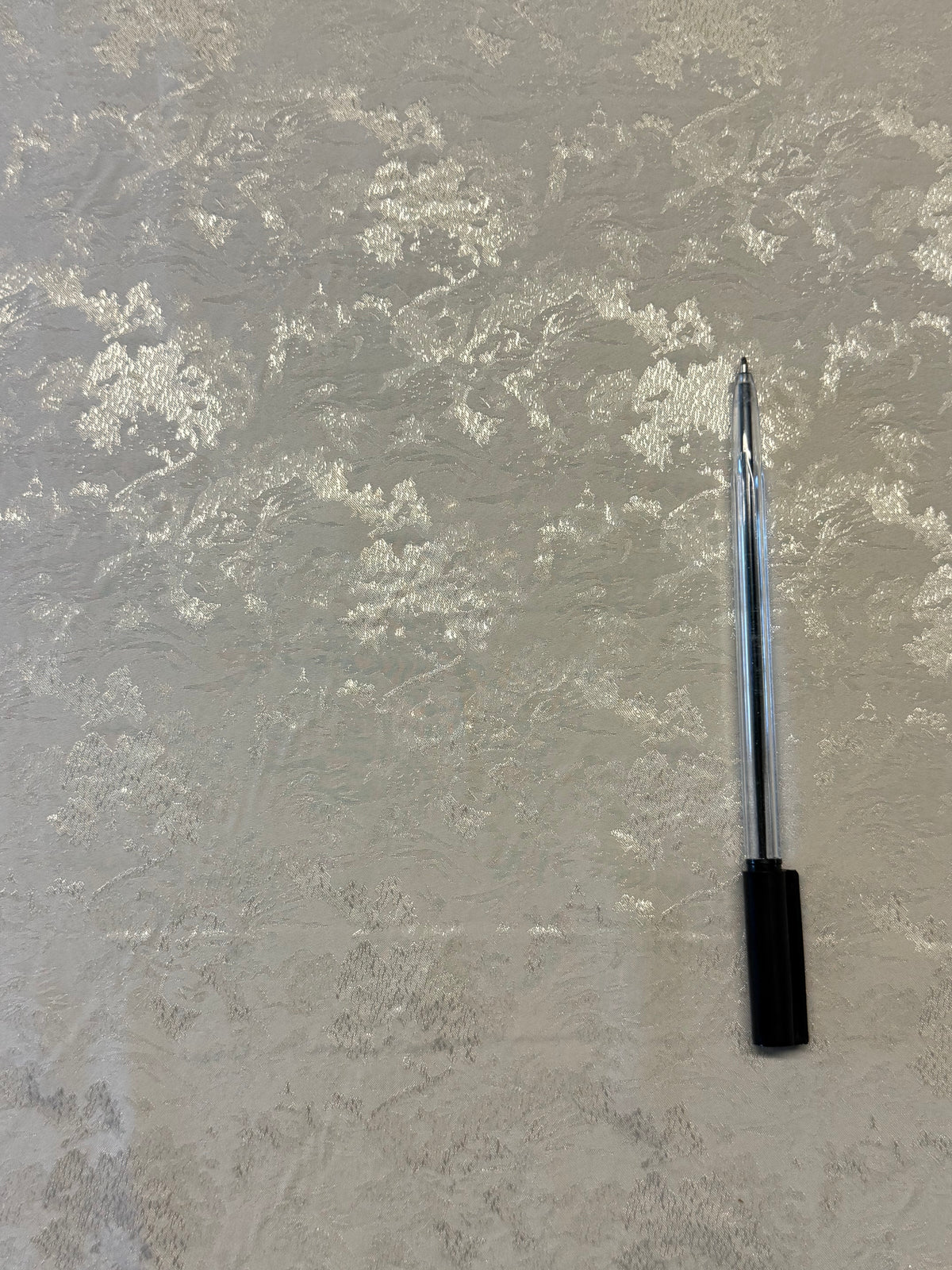 Silver Jacquard Fabric – 100% Polyester, 154cm Wide