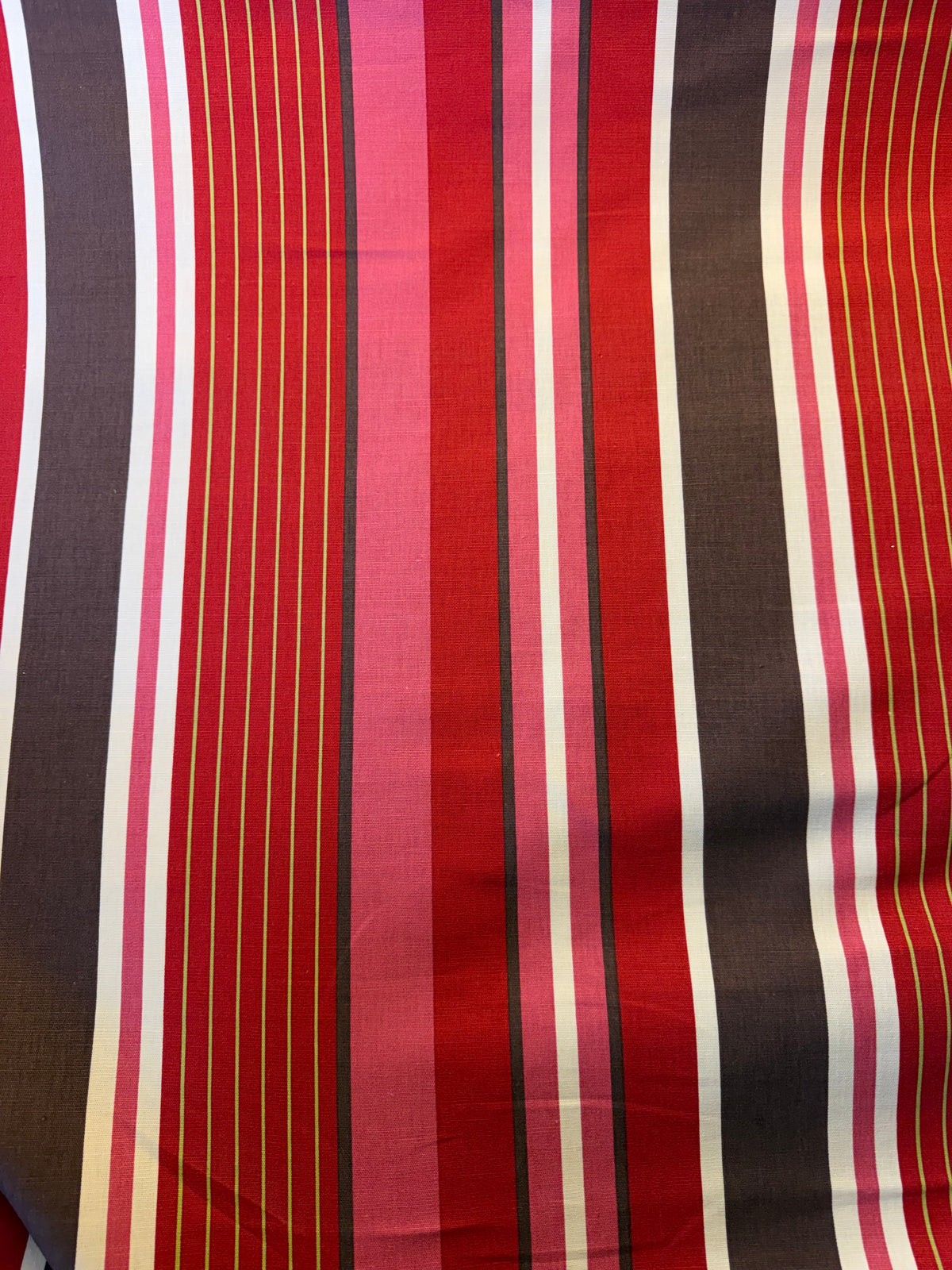 Black, Red, White & Pink Striped Cotton Furnishing Fabric – 130 cm Wide
