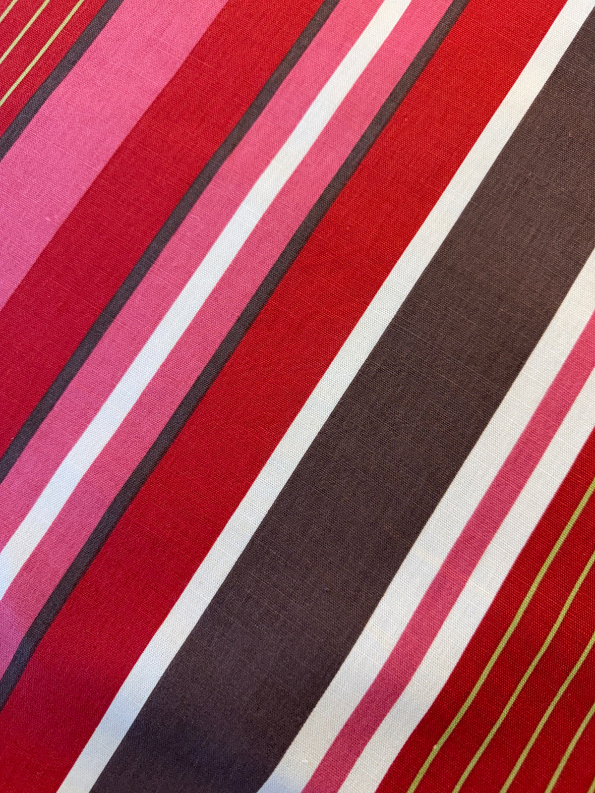 Black, Red, White & Pink Striped Cotton Furnishing Fabric – 130 cm Wide
