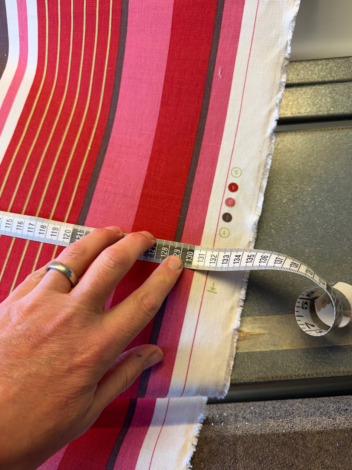 Black, Red, White & Pink Striped Cotton Furnishing Fabric – 130 cm Wide