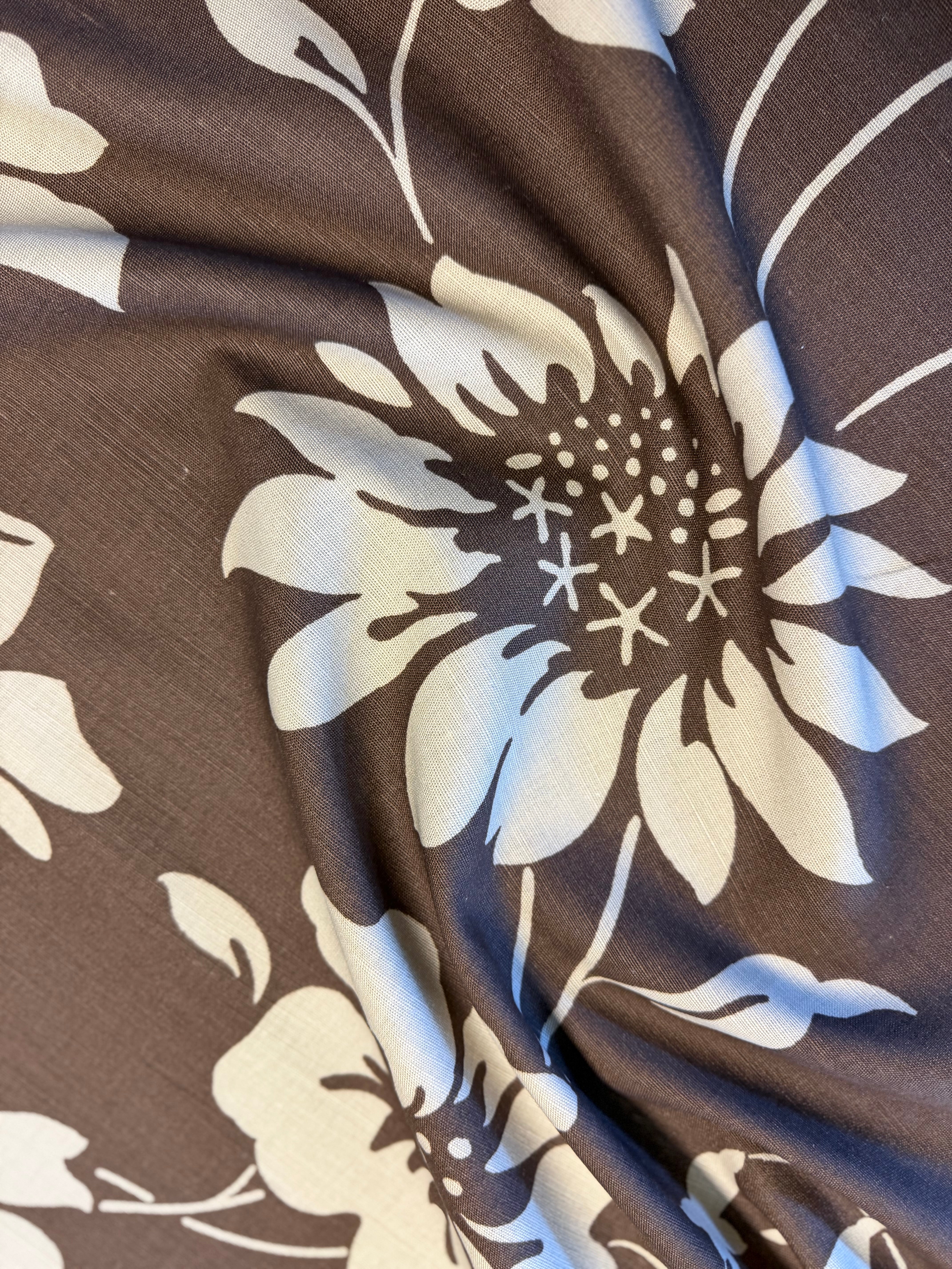 Cicely Furnishing Fabric by Romo – Brown with Cream Design