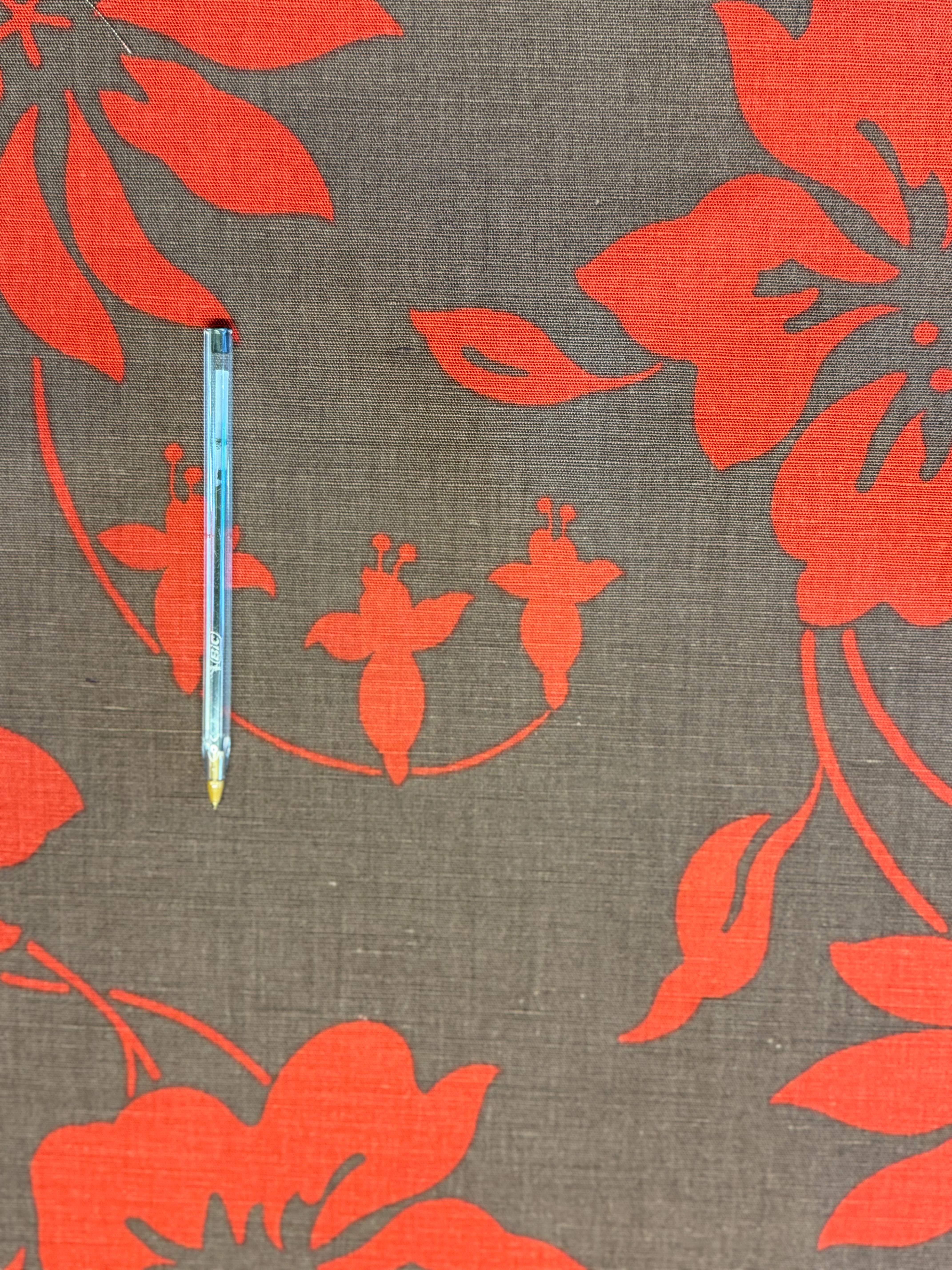 Cicely Furnishing Fabric by Romo – Brown with Red Design