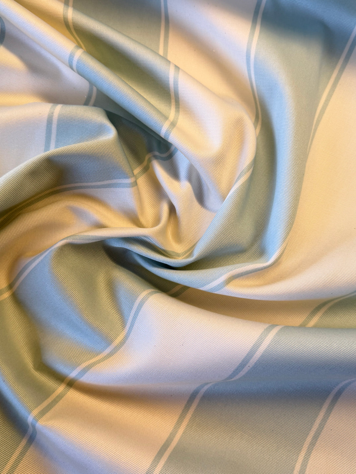 Romo Camille Duck Egg & Cream Striped Interior Fabric – Luxury Soft Furnishing Fabric