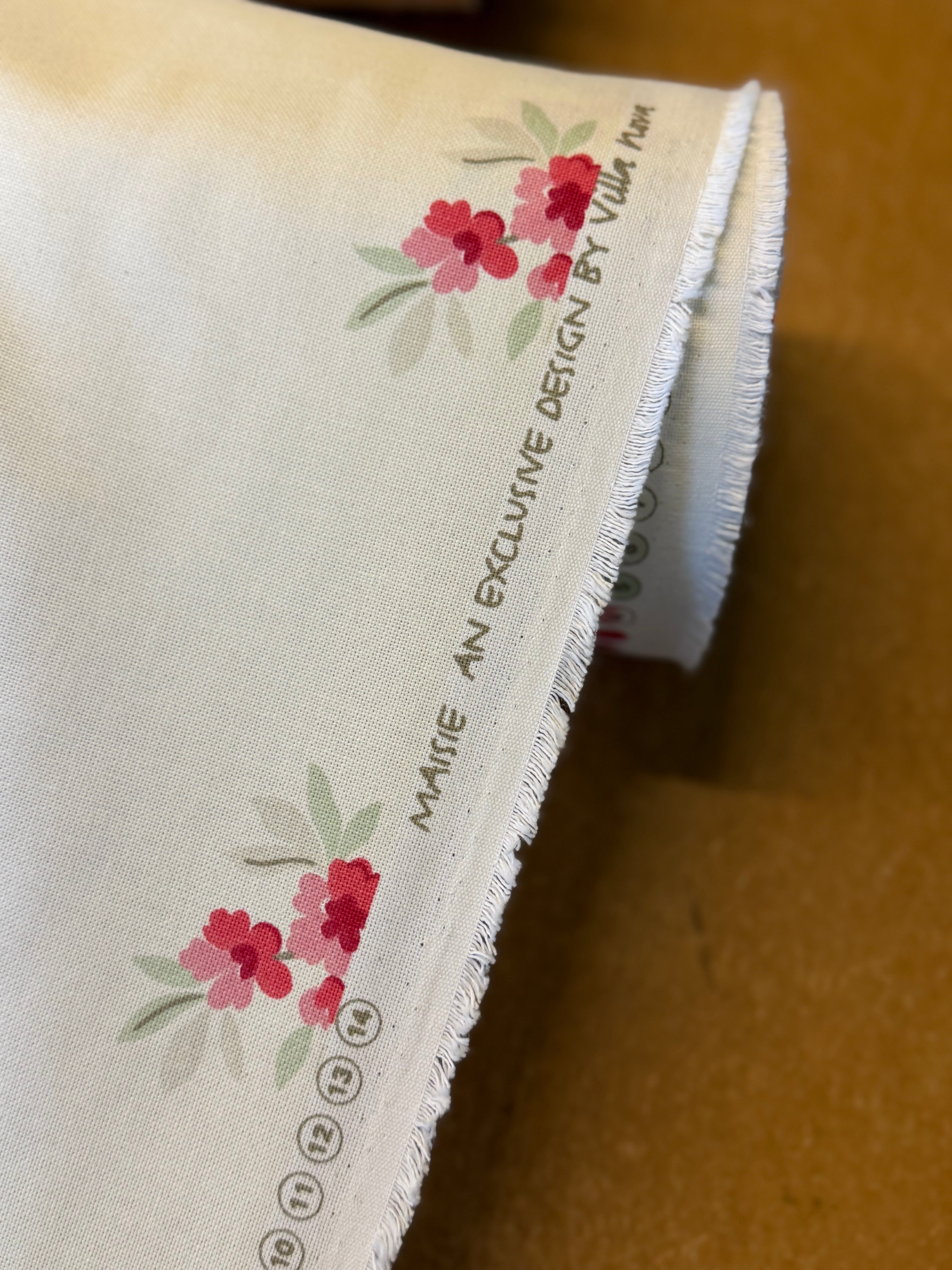 Maisie Furnishing Fabric by Villa Nova – Off White Floral Cotton
