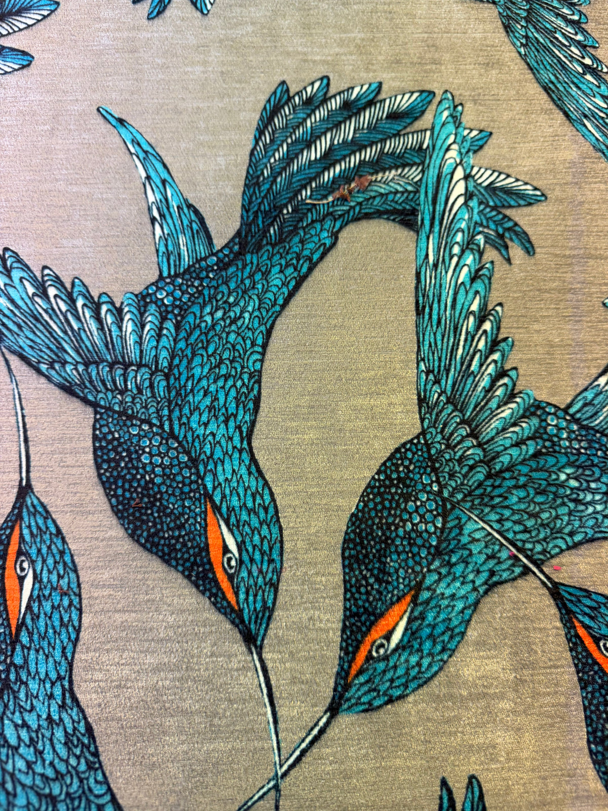 Turquoise Hummingbird Furnishing Fabric – 100% Polyester, 140cm Wide