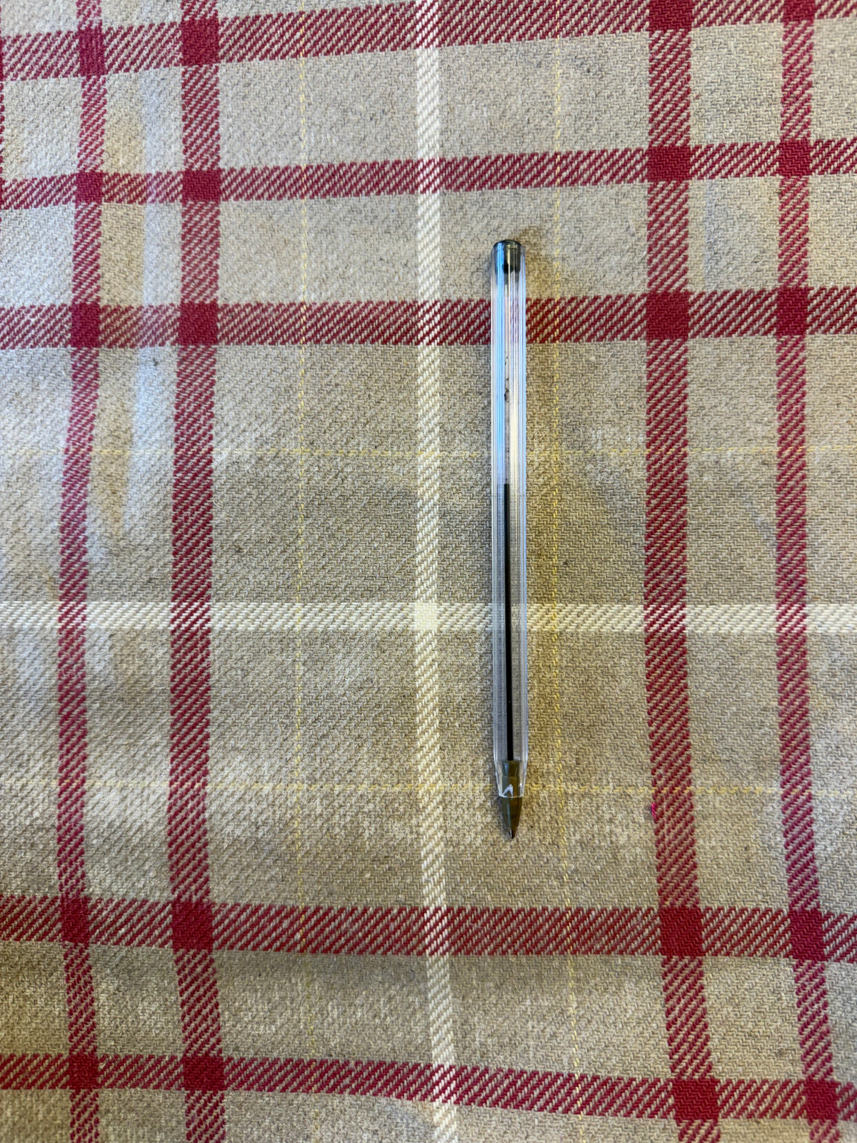 Grey Tartan Furnishing Fabric – Red & White Plaid – 140cm Wide