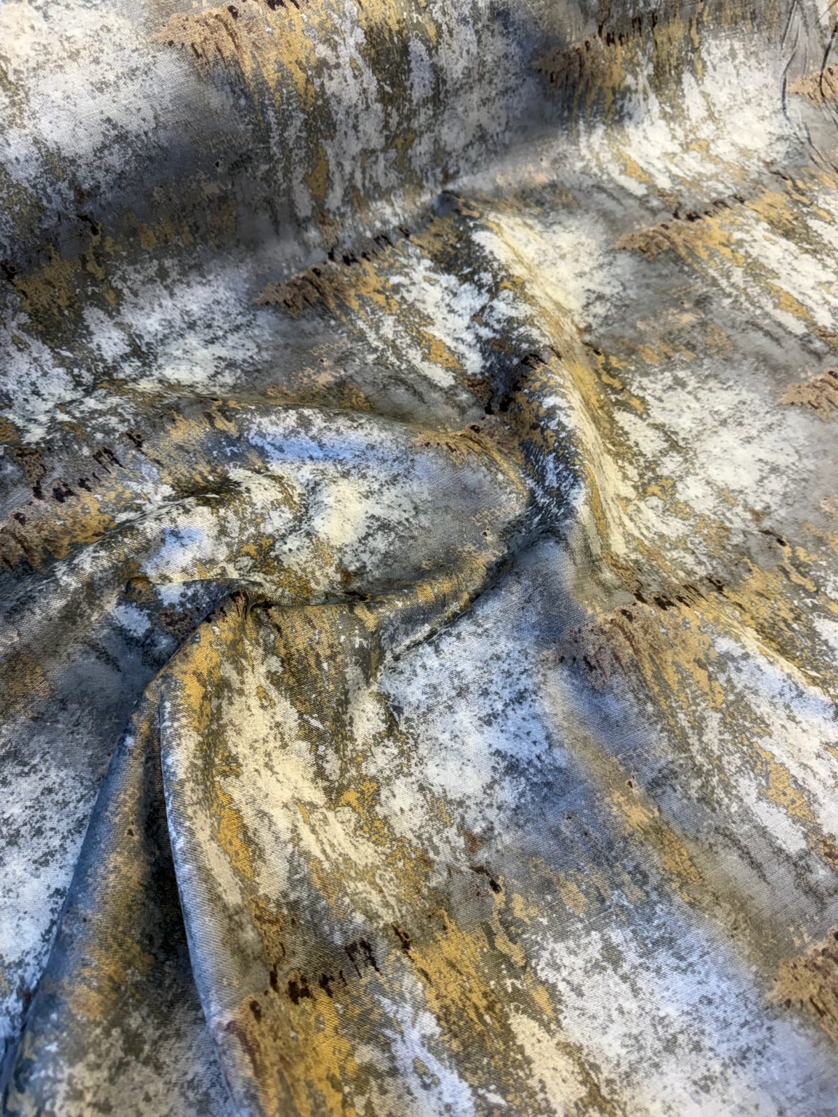 Grey Contemporary Abstract Velvet-Effect Furnishing Fabric – 148cm Wide
