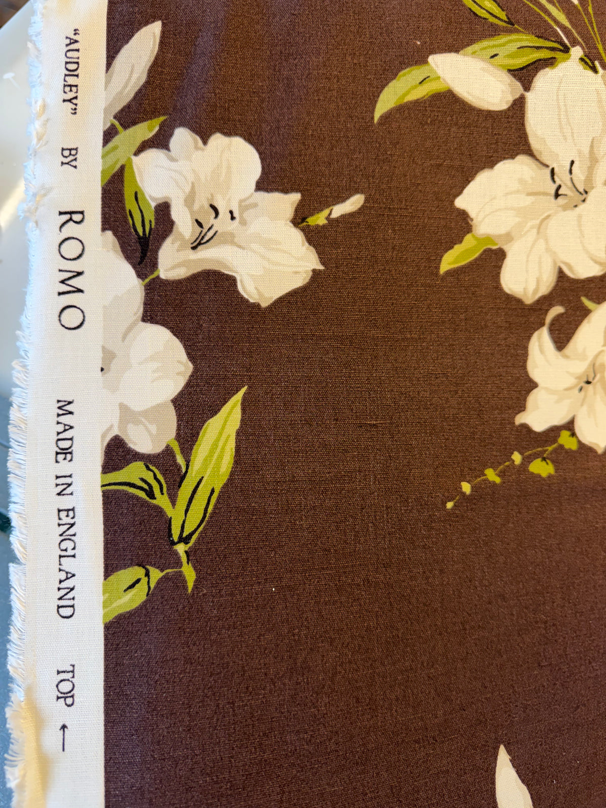 Audley by Romo – Brown Floral Furnishing Fabric – 148cm Wide