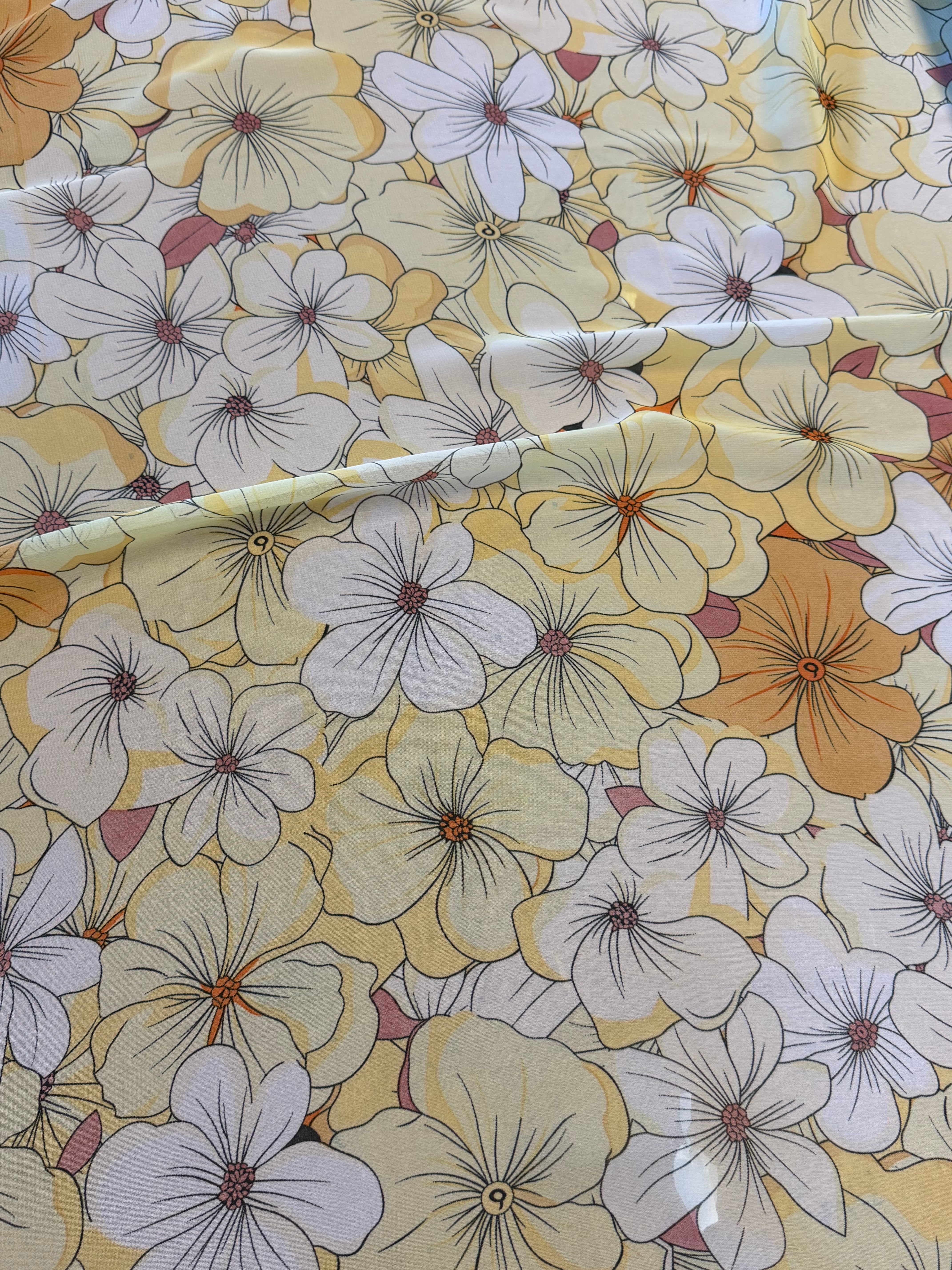 Cream and Yellow Contemporary Floral Chiffon Fabric – 150 cm Wide