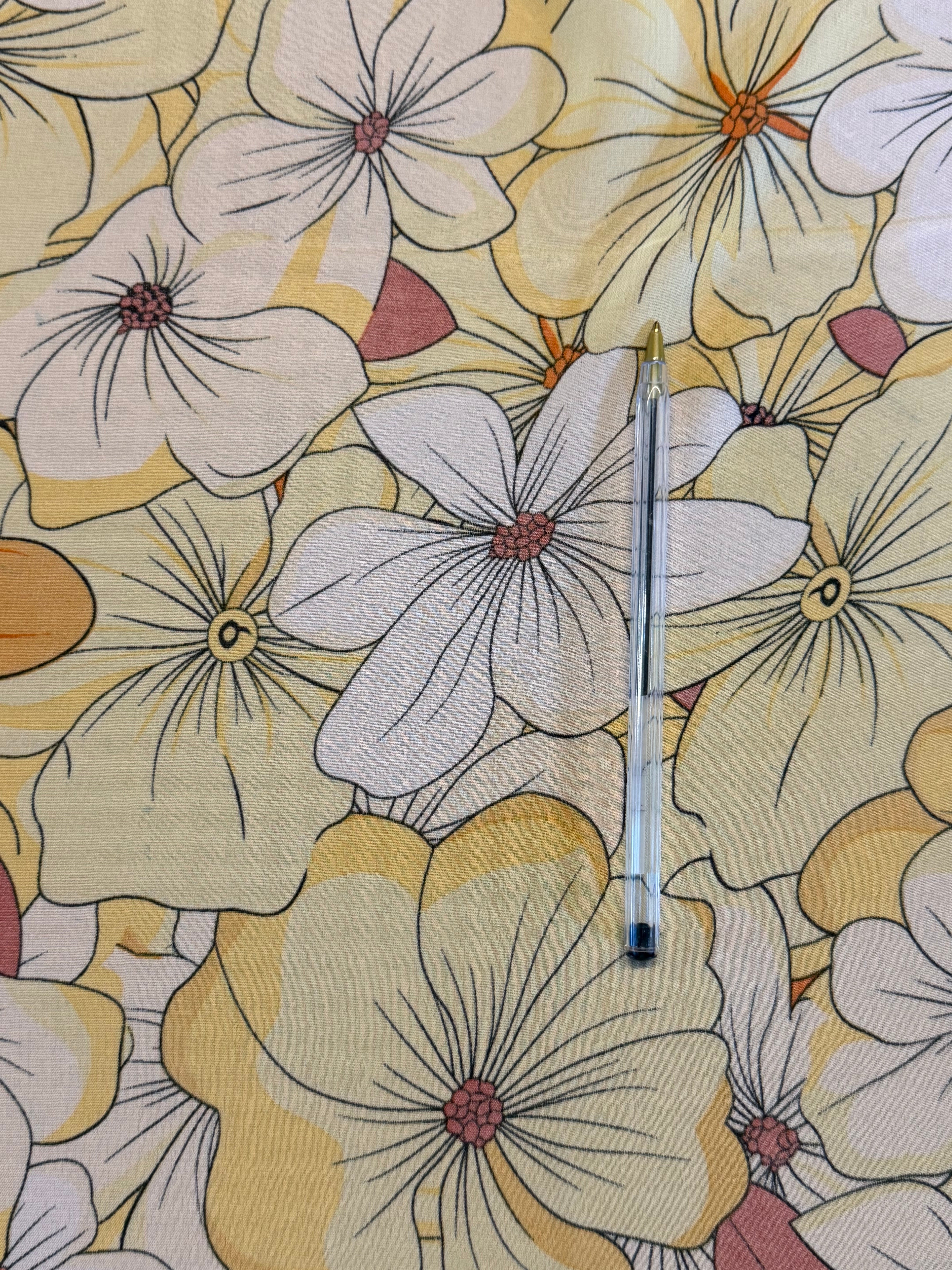 Cream and Yellow Contemporary Floral Chiffon Fabric – 150 cm Wide