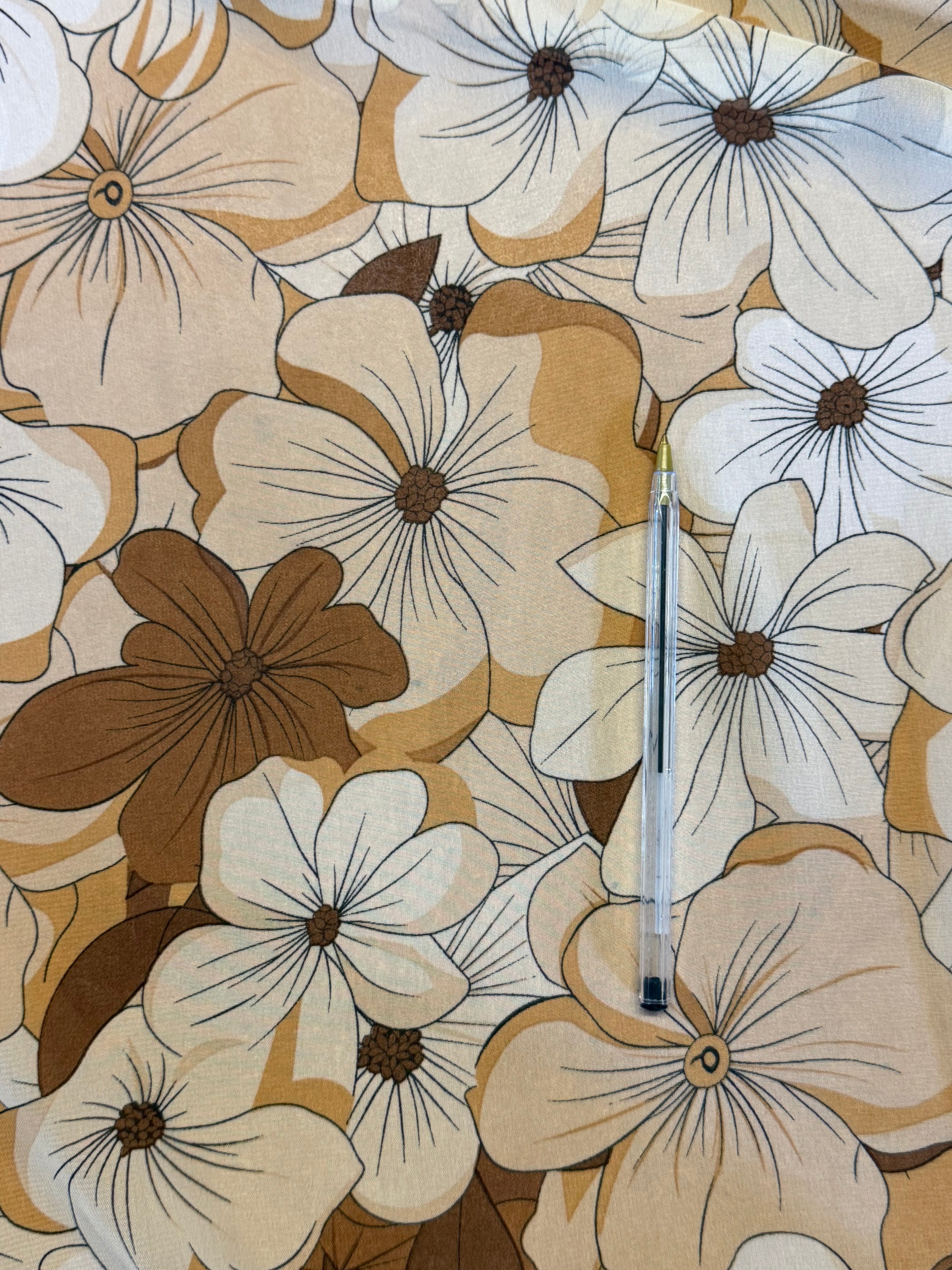 Brown Contemporary Floral Chiffon Fabric – 150 cm Wide