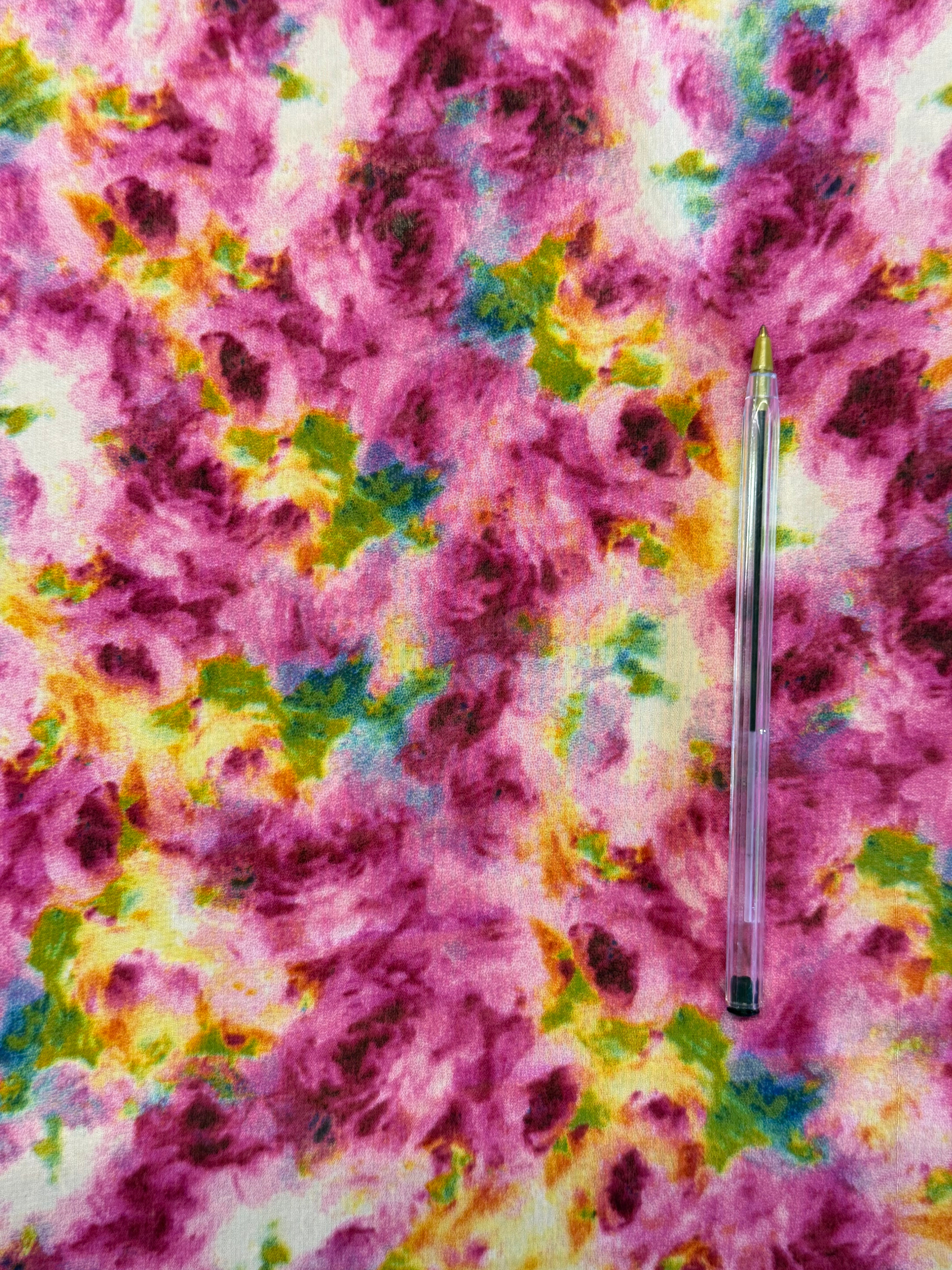 Pink Abstract Modern Floral Polyester Chiffon Fabric
