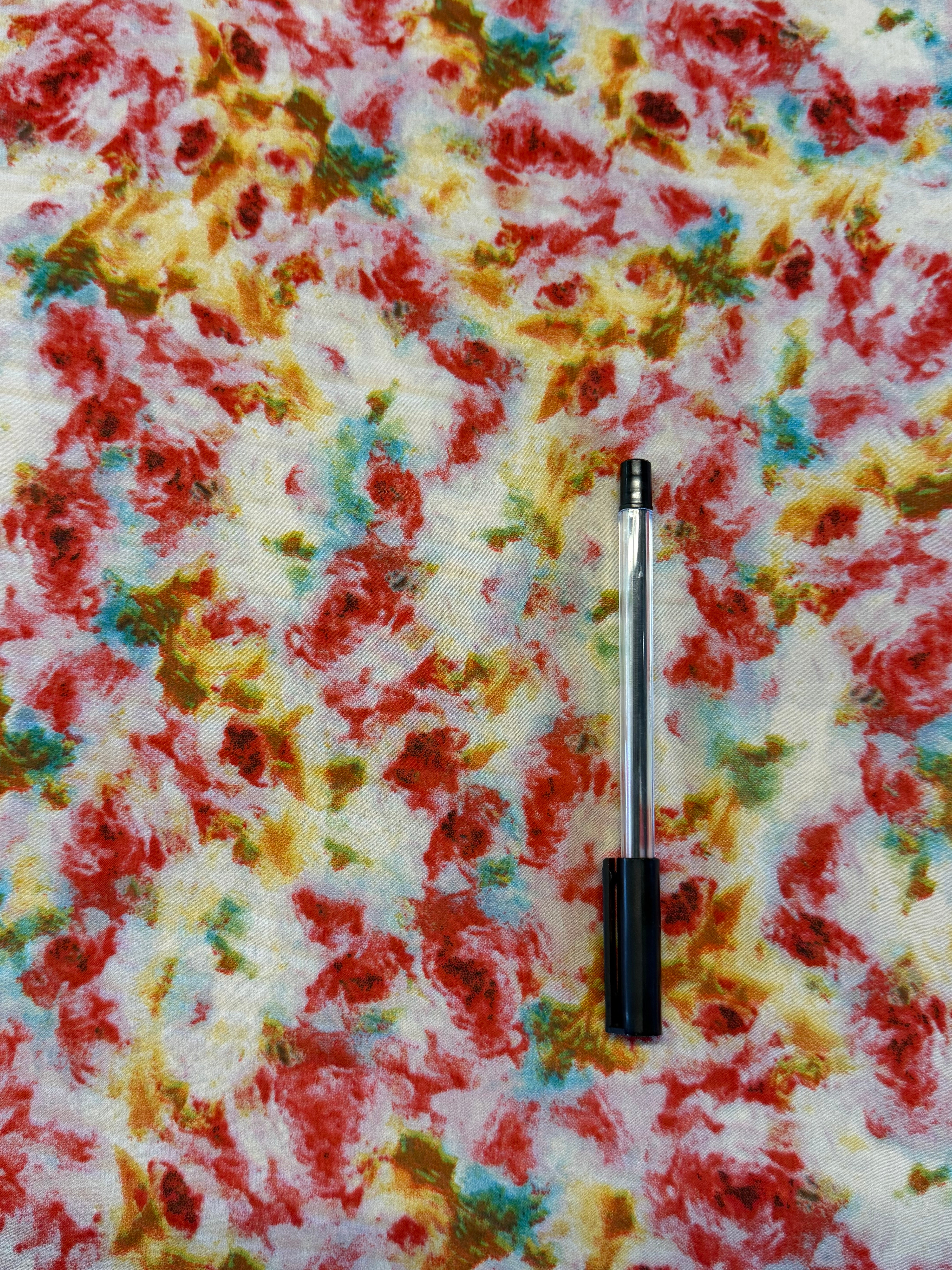 Red on white Abstract Modern Floral Polyester Chiffon Fabric
