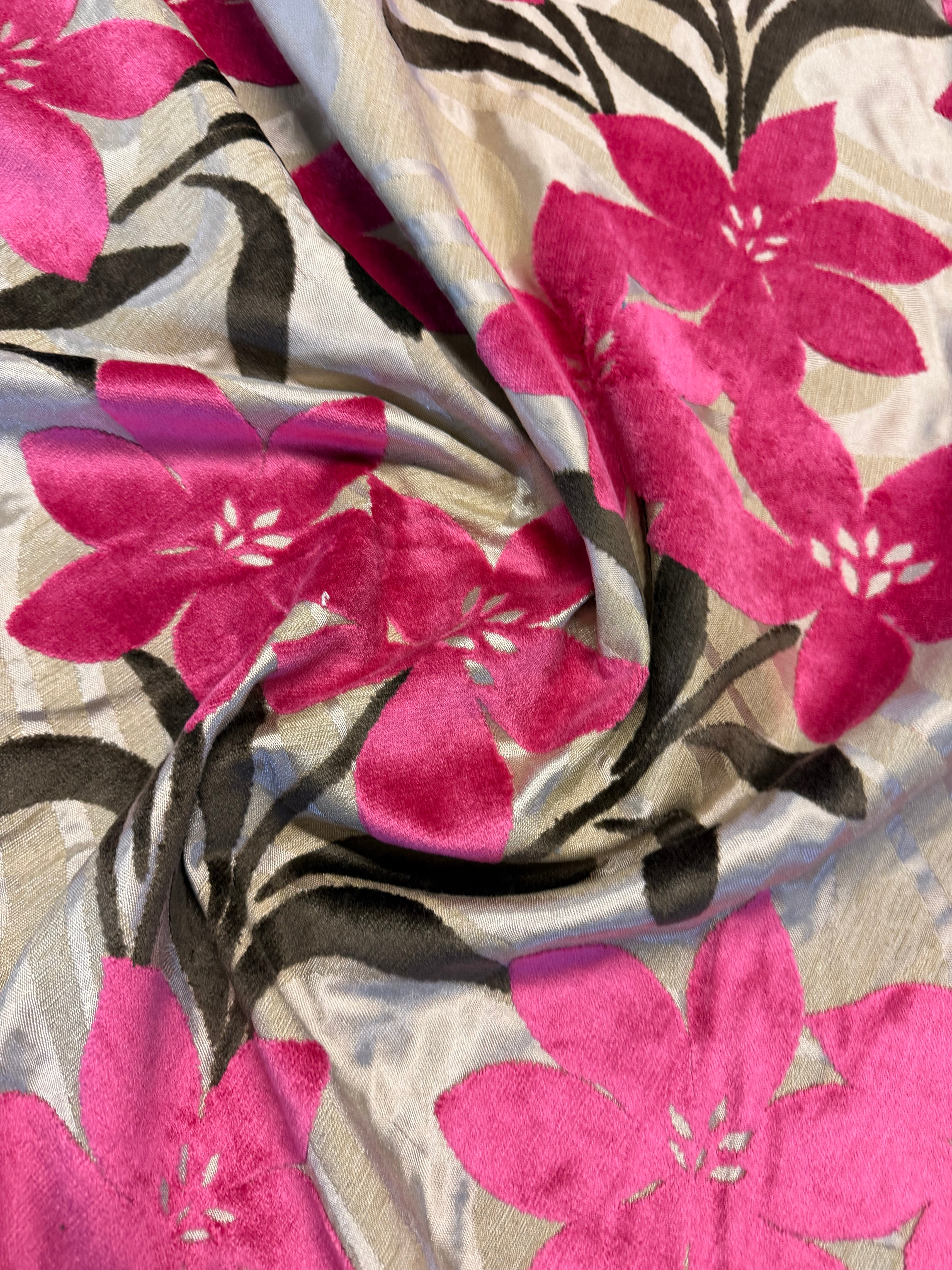 Chenille Floral Furnishing Fabric – 150 cm Wide. Cotton/Polyester Blend