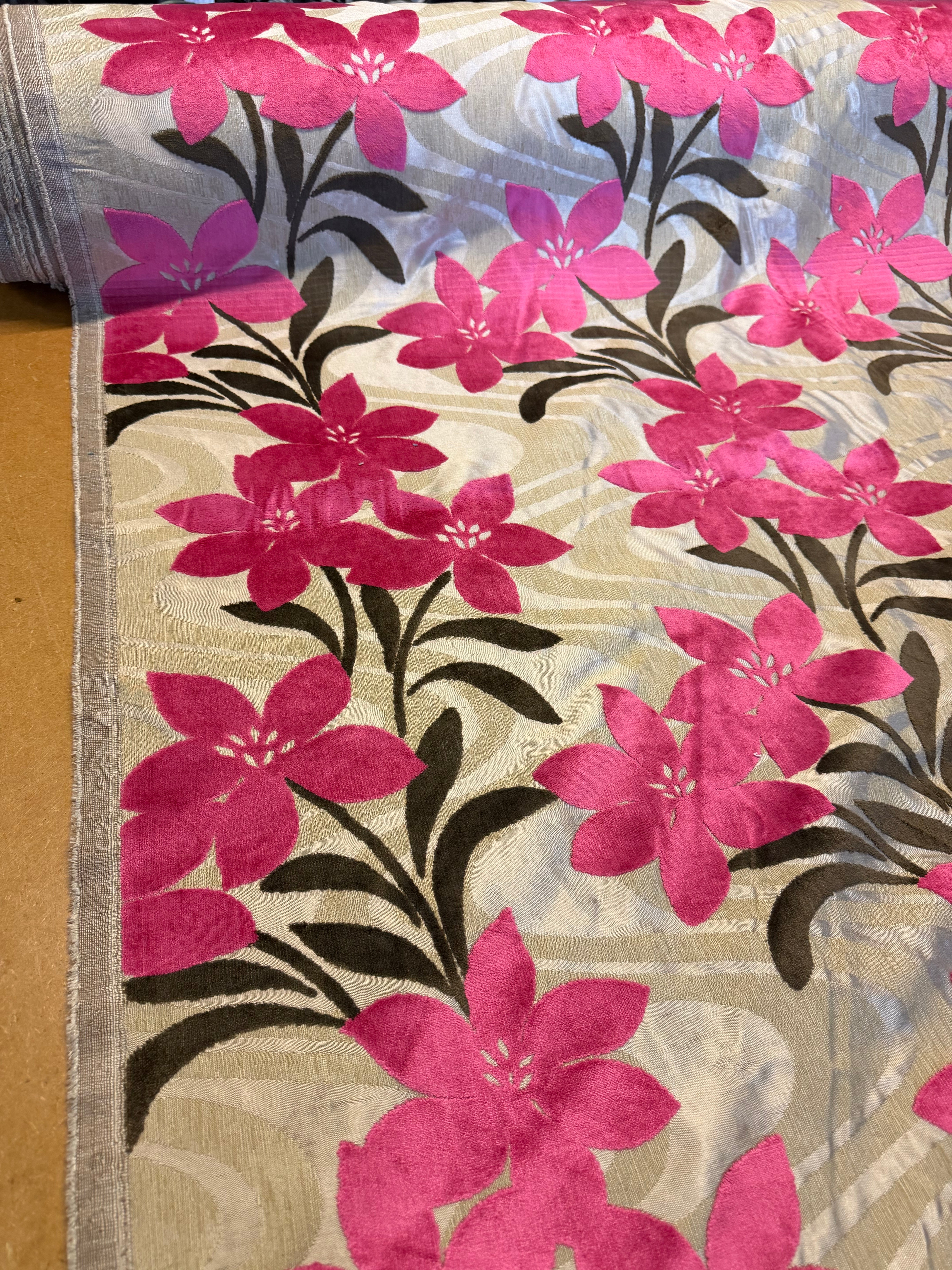 Chenille Floral Furnishing Fabric – 150 cm Wide. Cotton/Polyester Blend