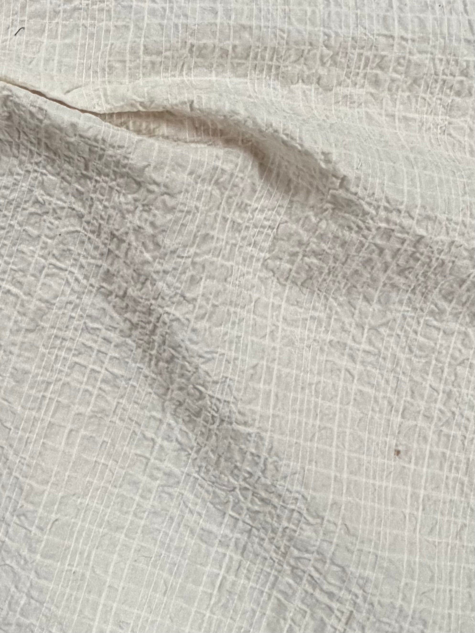 Pearl Stretch Cotton Seersucker Fabric – 99% Cotton, 1% Elastane – 150 cm Wide