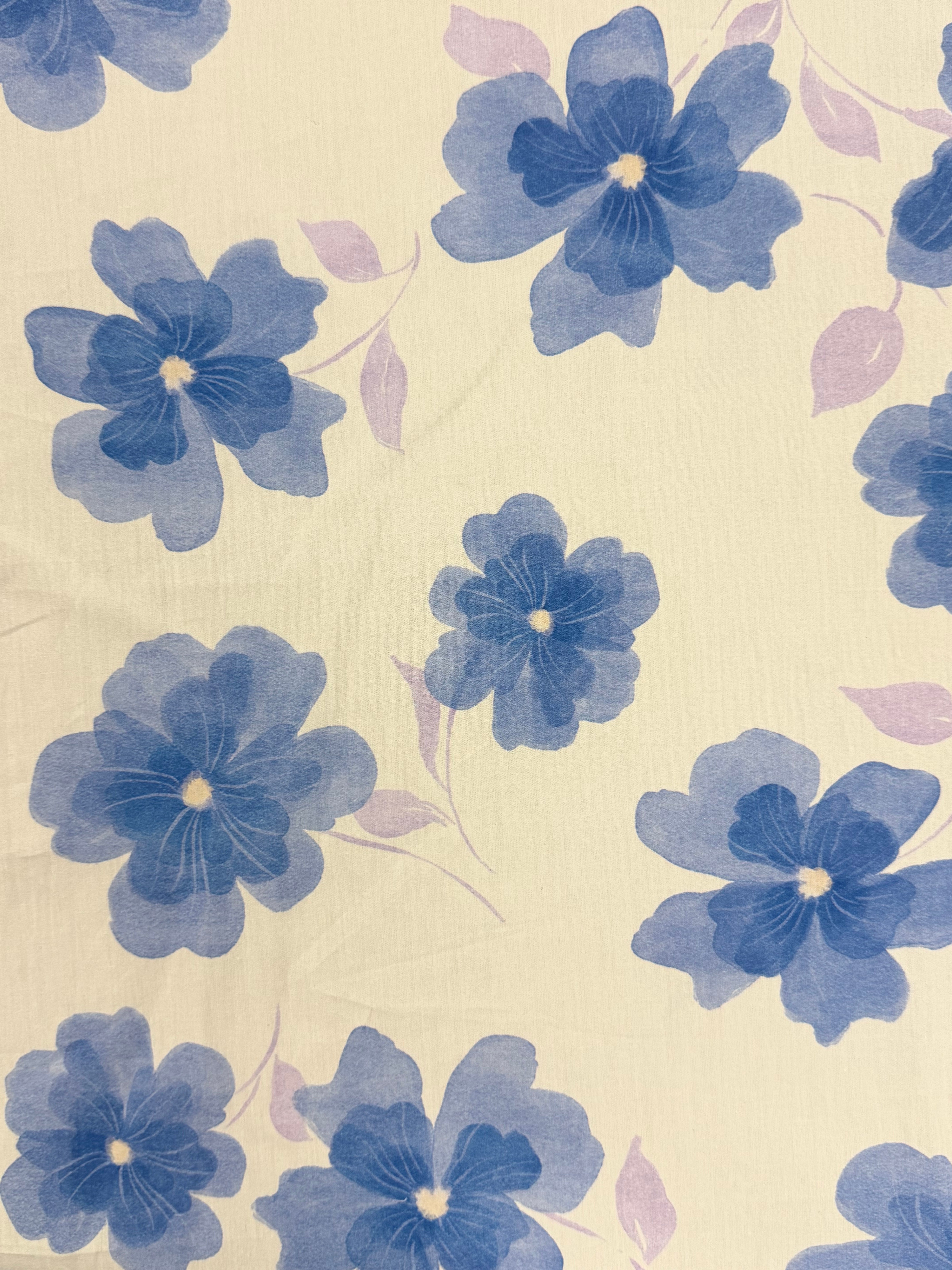 Blue Floral Cotton Fabric – 100% Cotton – 150 cm Wide