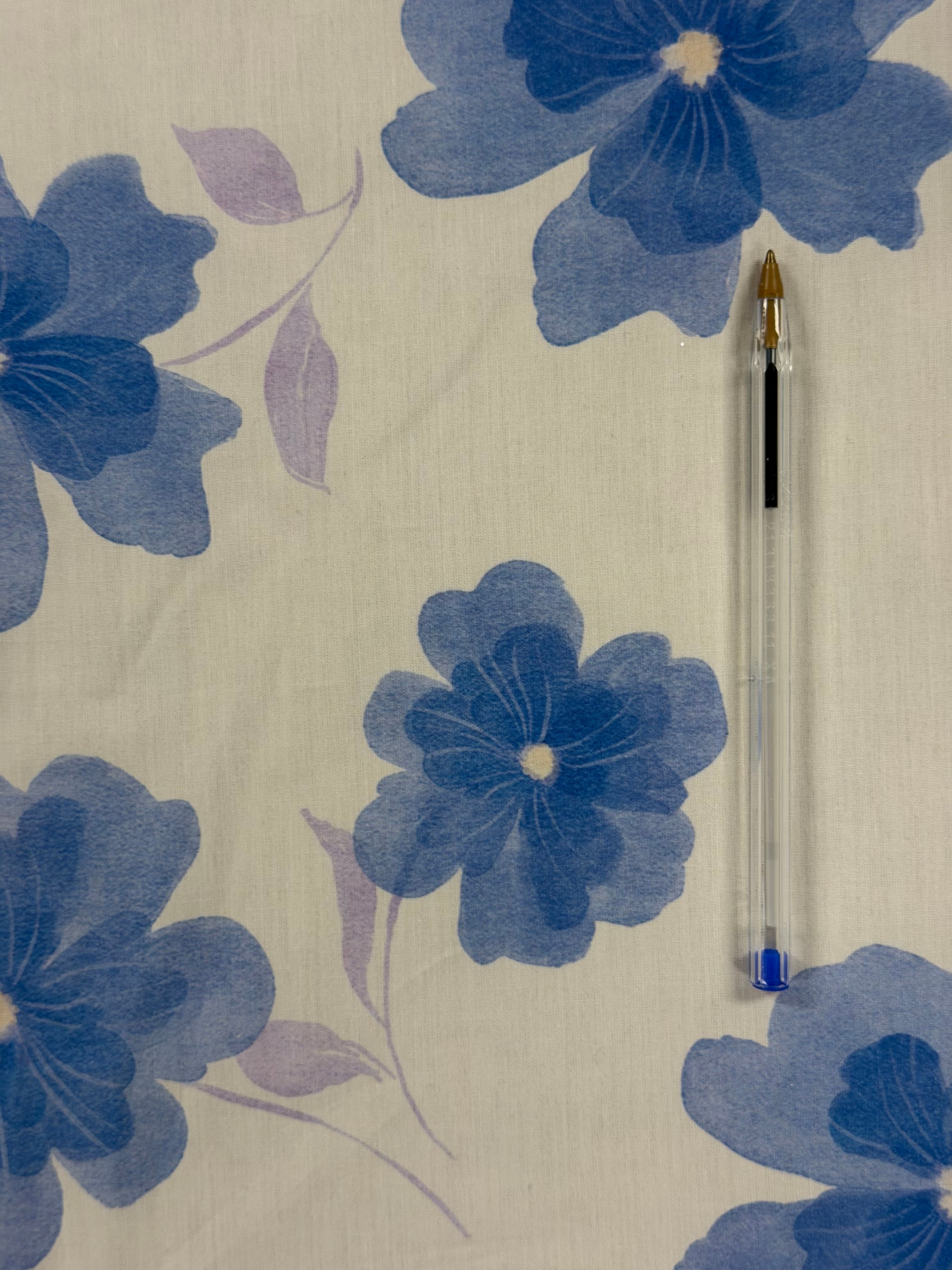 Blue Floral Cotton Fabric – 100% Cotton – 150 cm Wide