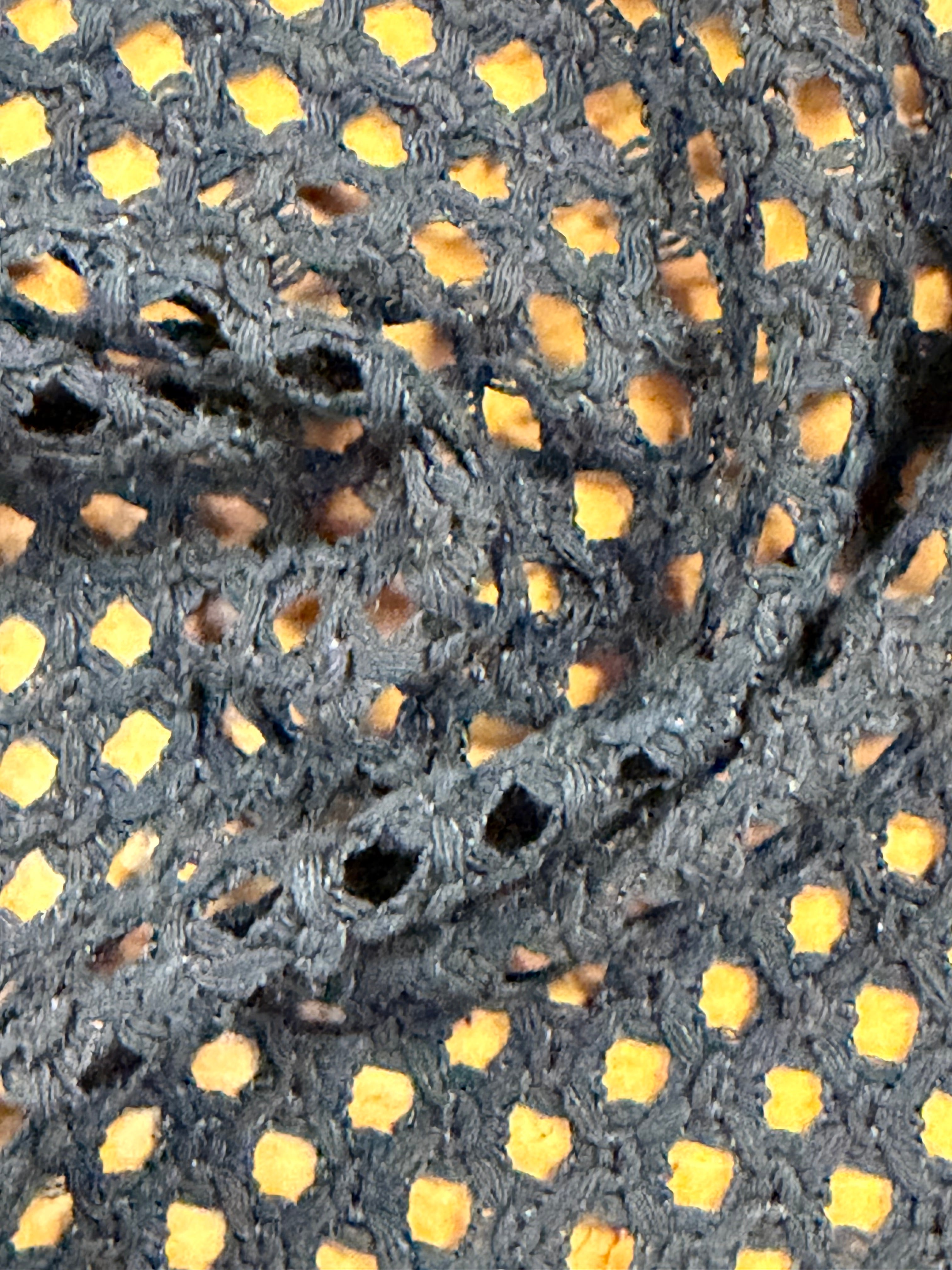 Elegant Black Open Crochet Fabric – 70% Polyester, 30% Cotton – 152 cm Wide