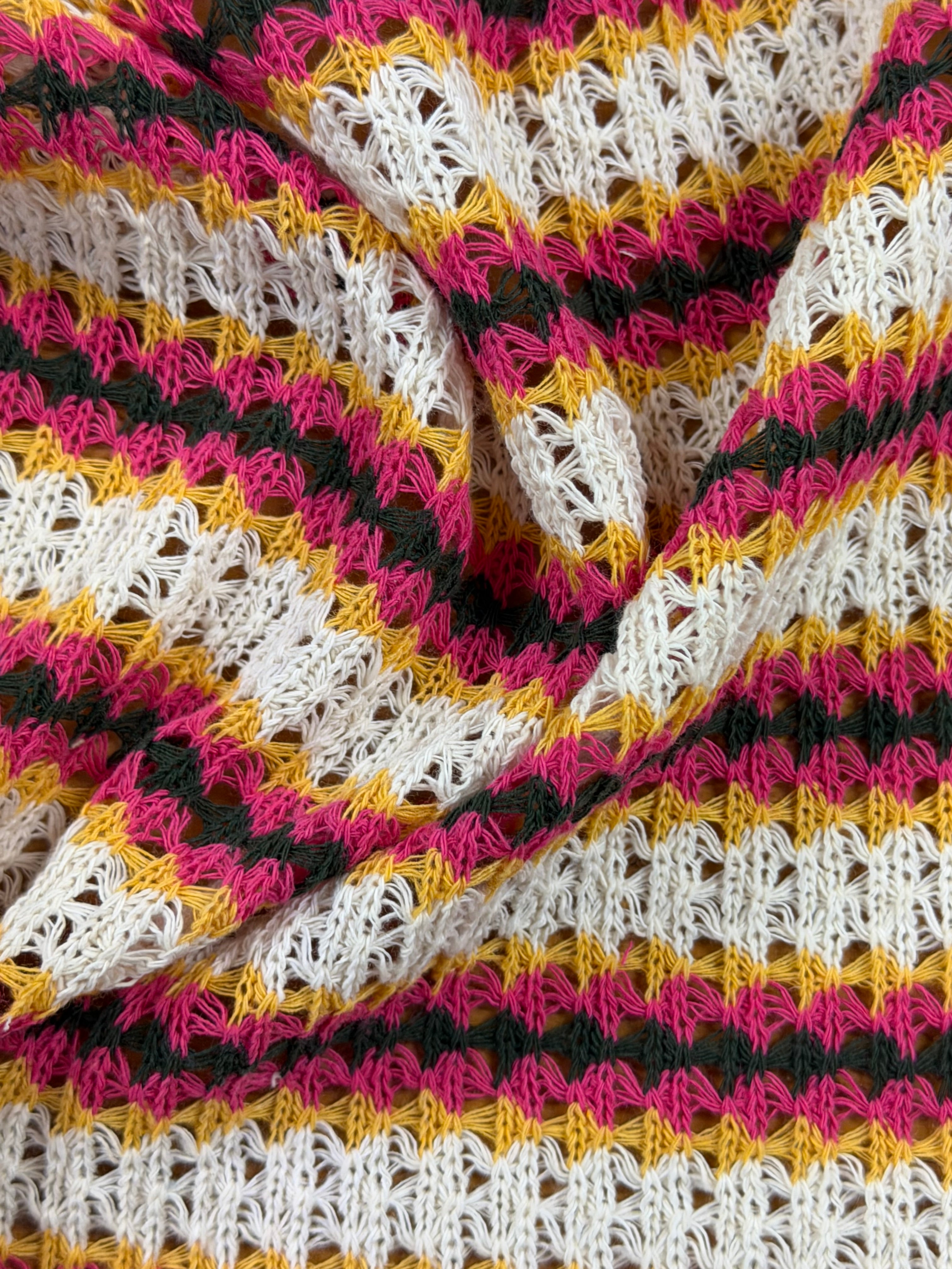 Spanish Crocheted Stripe Fabric – 50% Cotton, 50% Polyester – 145 cm Wide