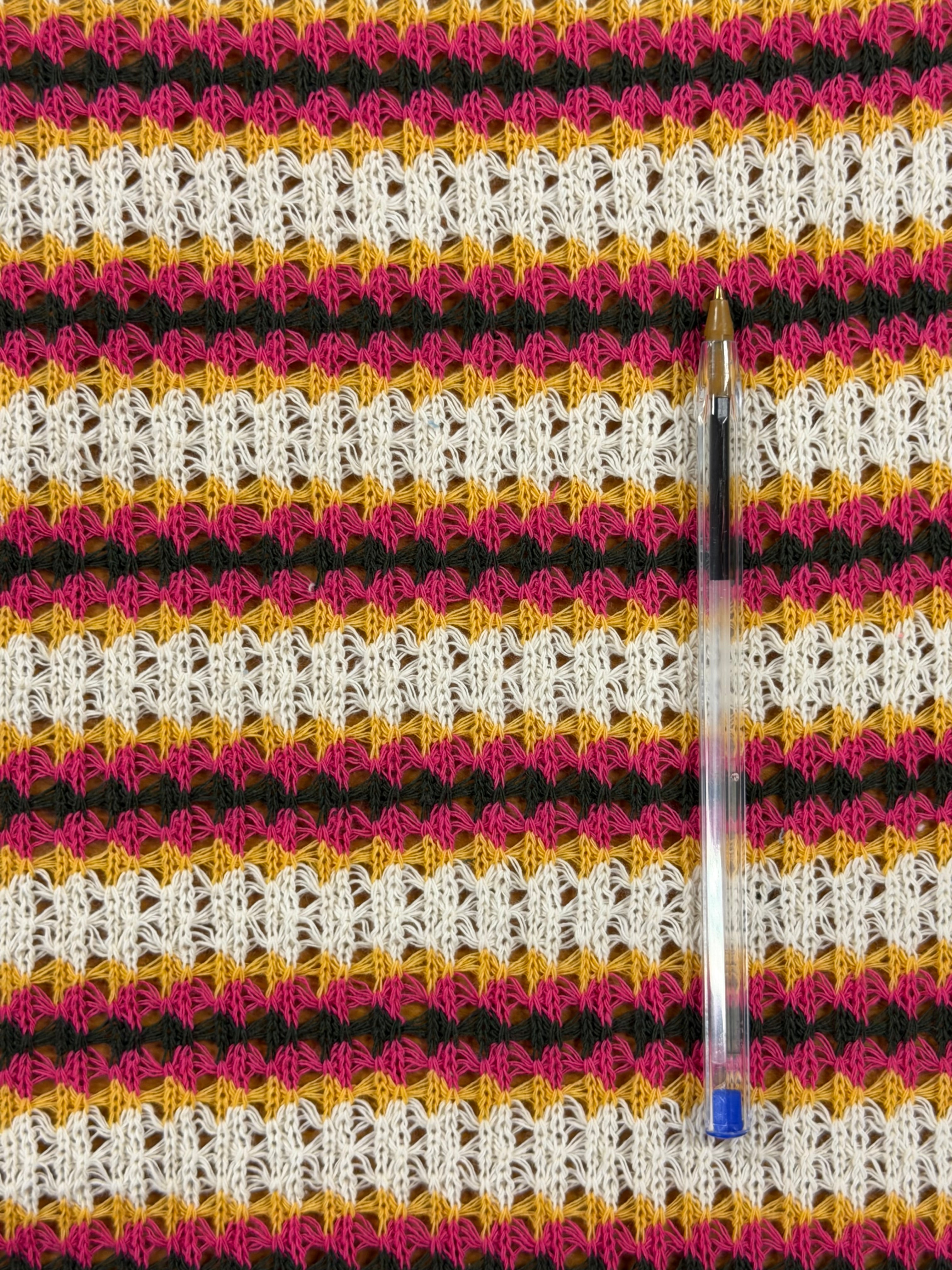 Spanish Crocheted Stripe Fabric – 50% Cotton, 50% Polyester – 145 cm Wide