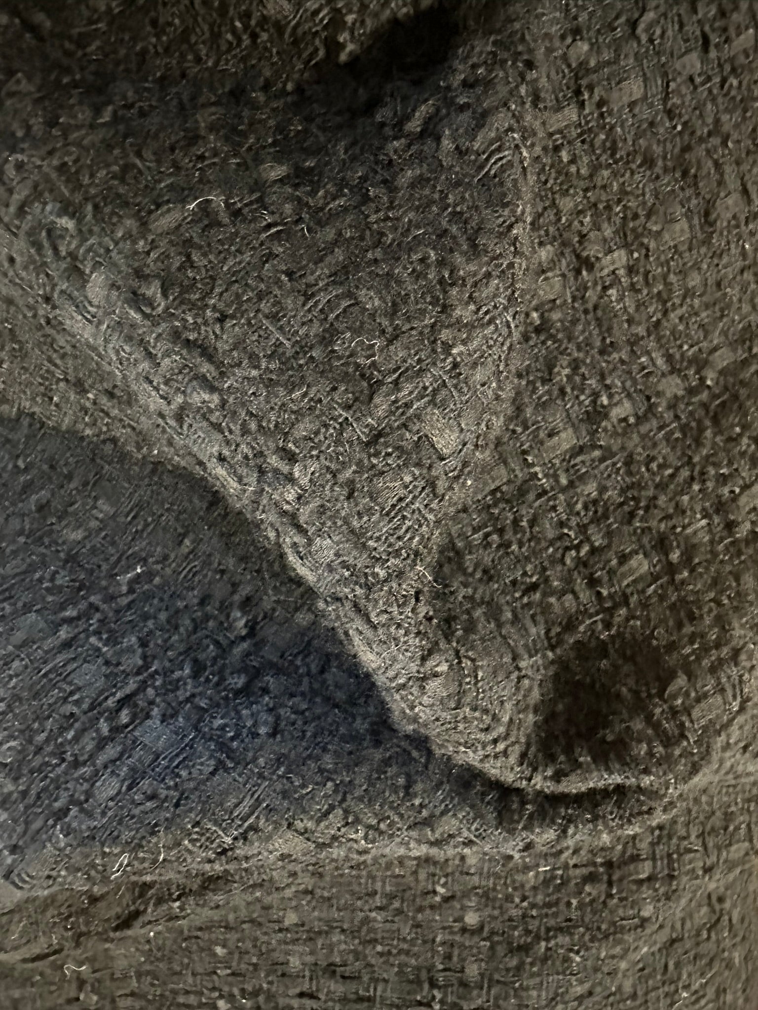 Black Basket Weave Chanel-Style Fabric – High-End Tailoring Material