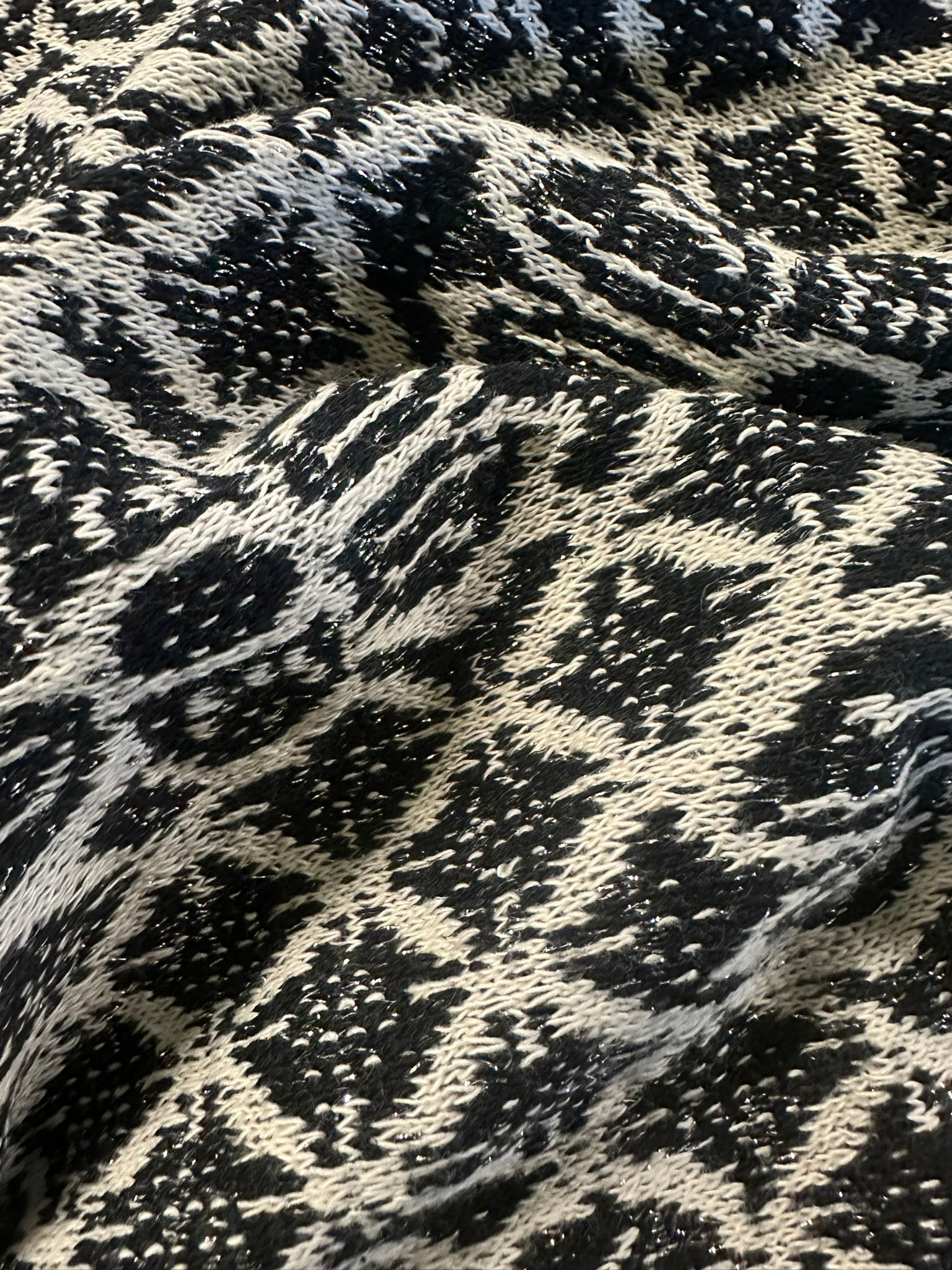 Black & White Geometric Knit with Lurex – 155 cm Wide