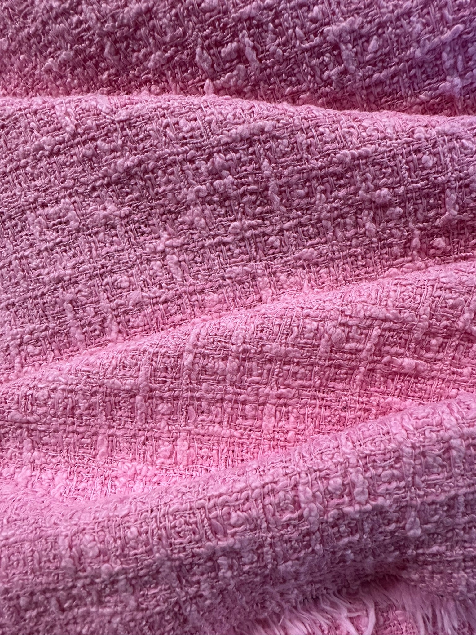 Pink Basket Weave Chanel-Style Recycled Fabric – High-End Tailoring Material