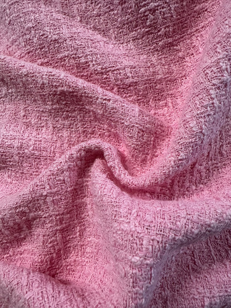 Pink Basket Weave Chanel-Style Recycled Fabric – High-End Tailoring Material