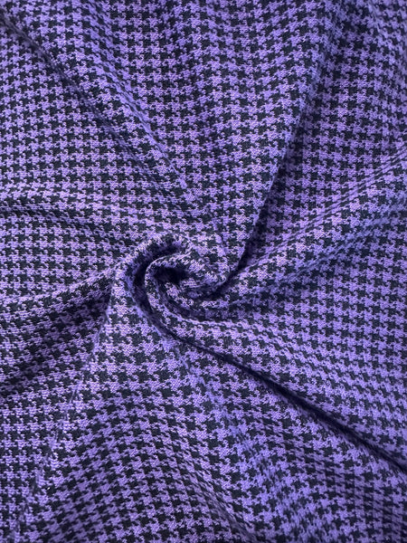 Purple & Black Houndstooth dressmaking Fabric – Sleek & Stretchy
