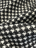 Black & White Large Houndstooth Stretch Fabric – Bold & Versatile
